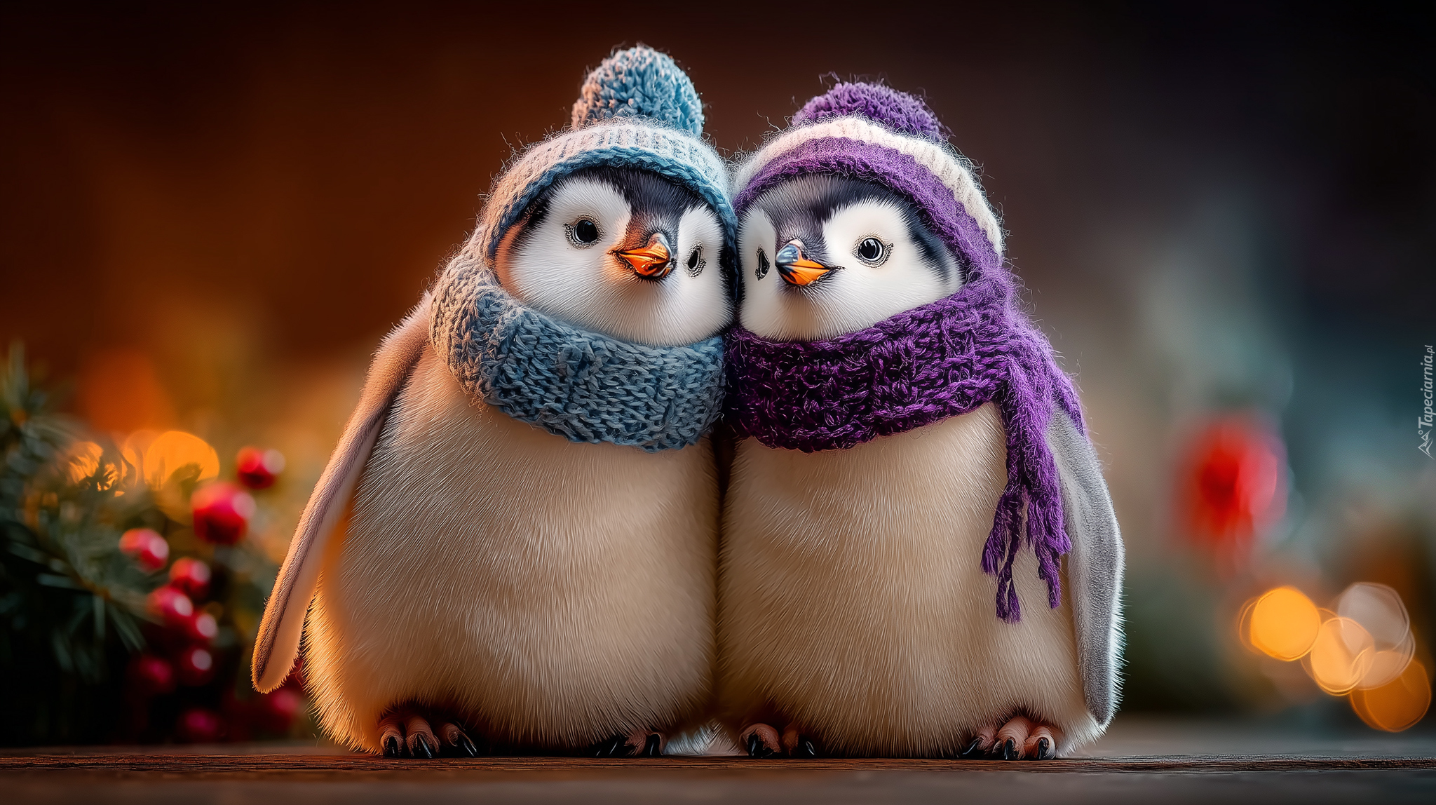 Pingwiny, Czapki, Szaliki, Grafika AI