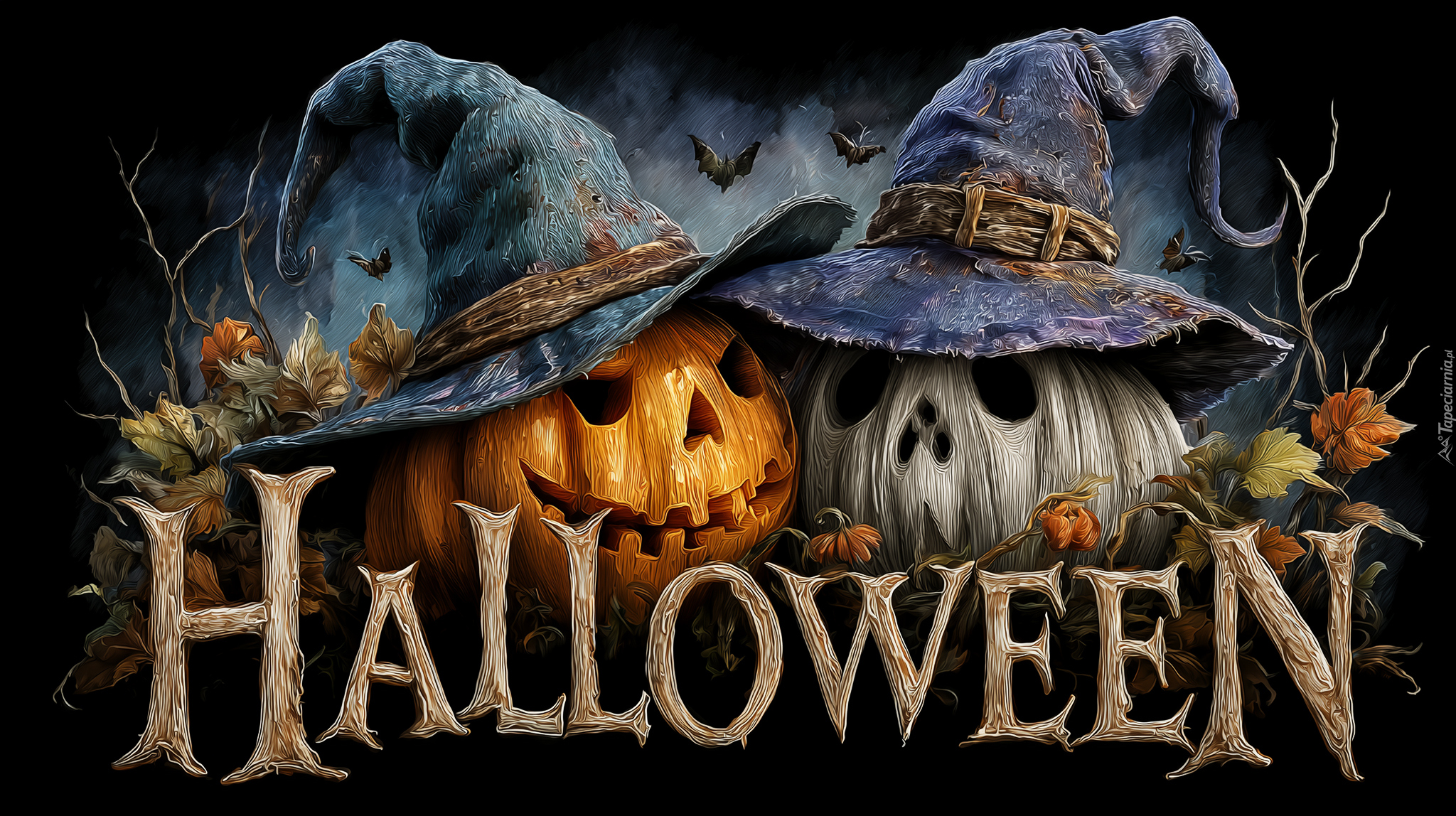 Dwie, Dynie, Halloween, Grafika AI