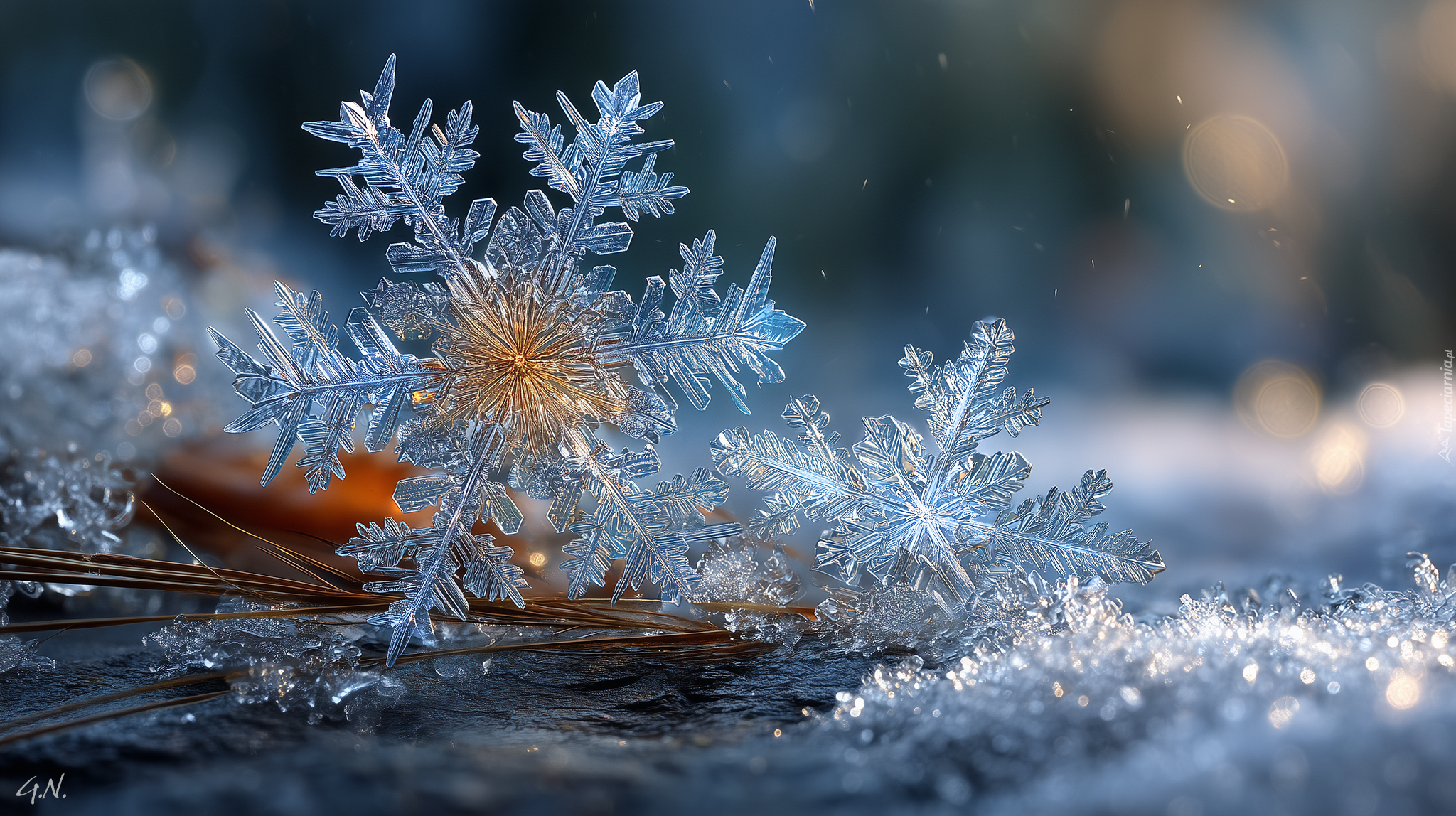 Zima, Śnieżynki, Śnieg, Grafika AI