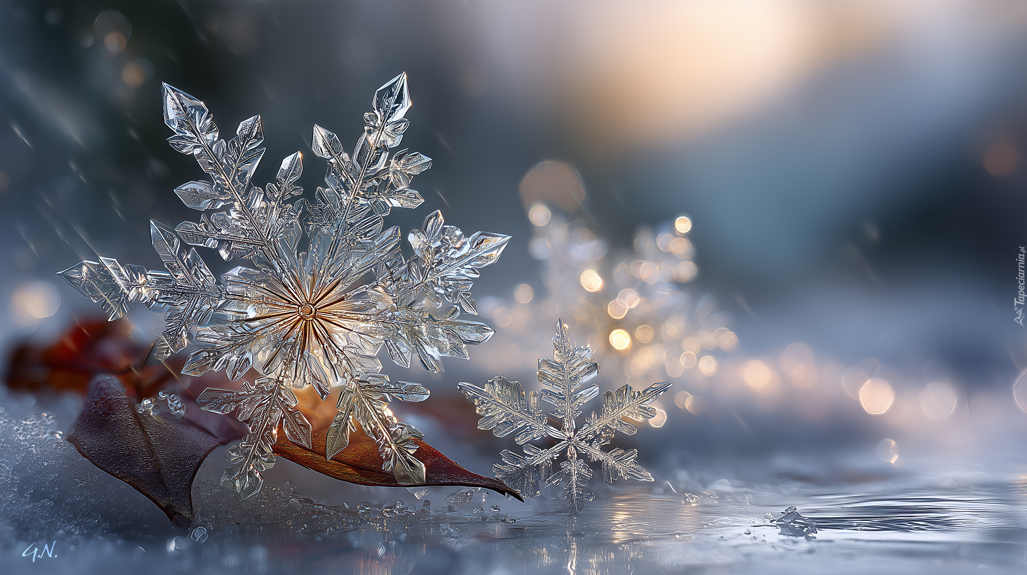 Śnieżynki, Płatki, Śniegu, Grafika AI