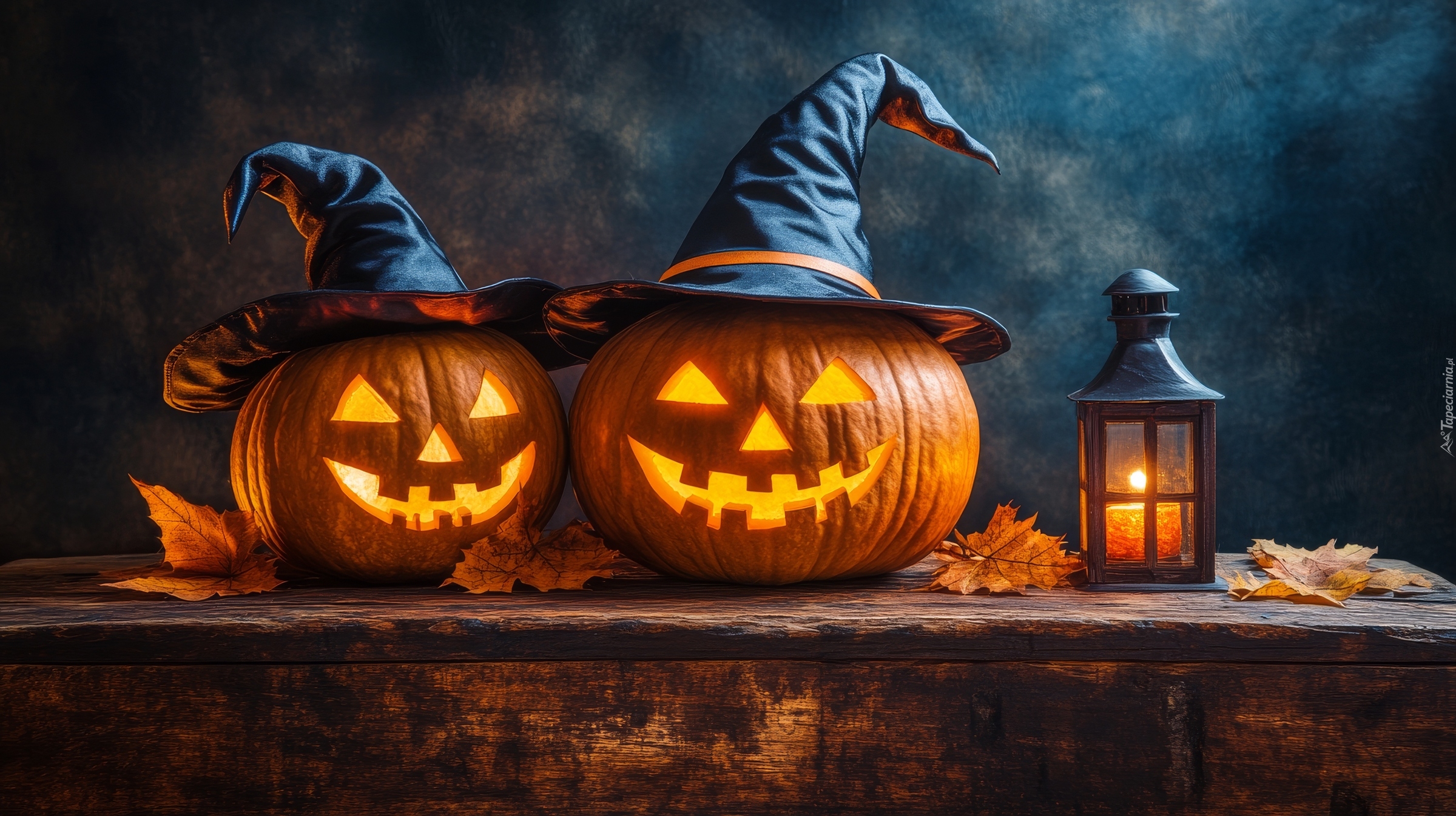Dynie, Kapelusze, Lampion, Halloween, AI
