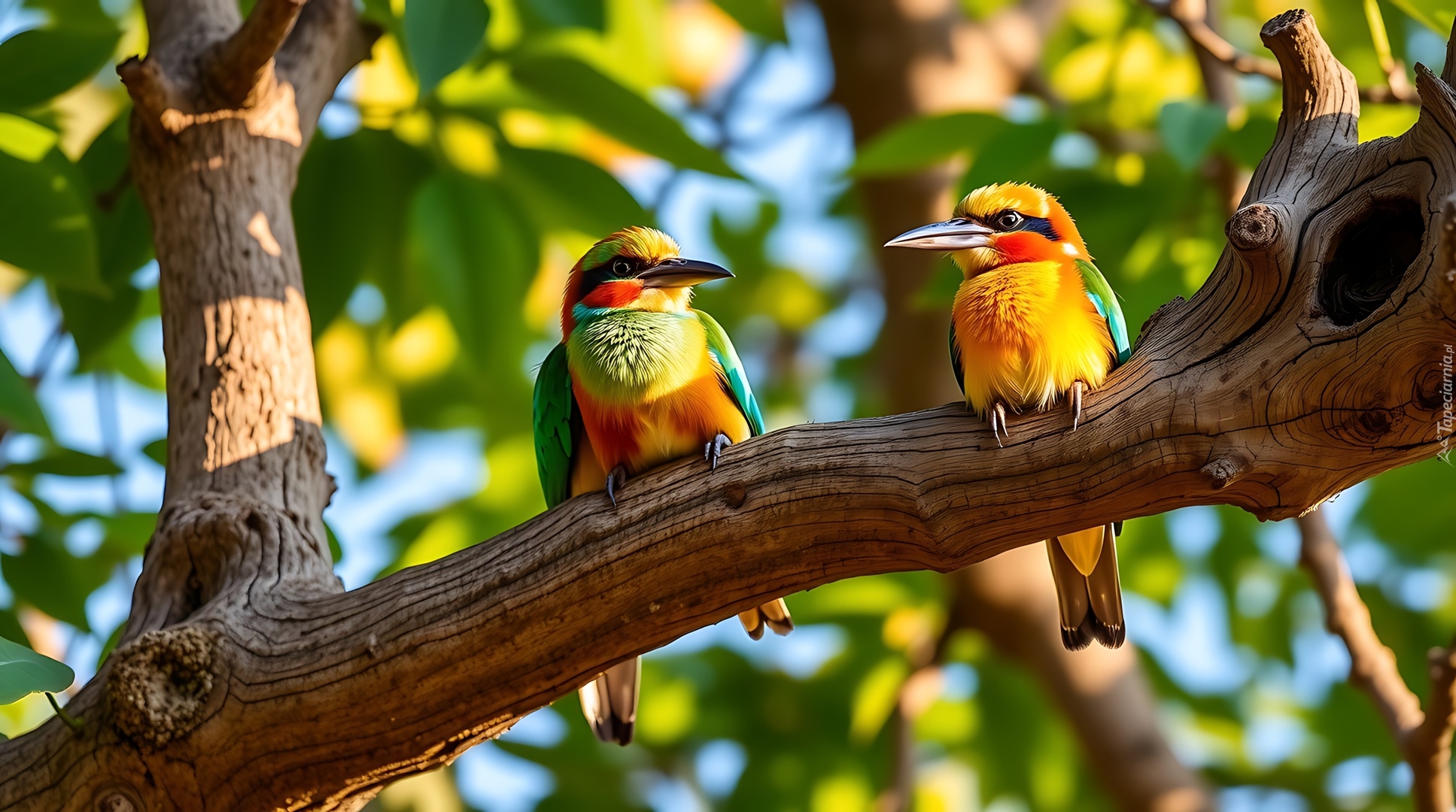 Żołny, Ptaki, Konar, Grafika AI