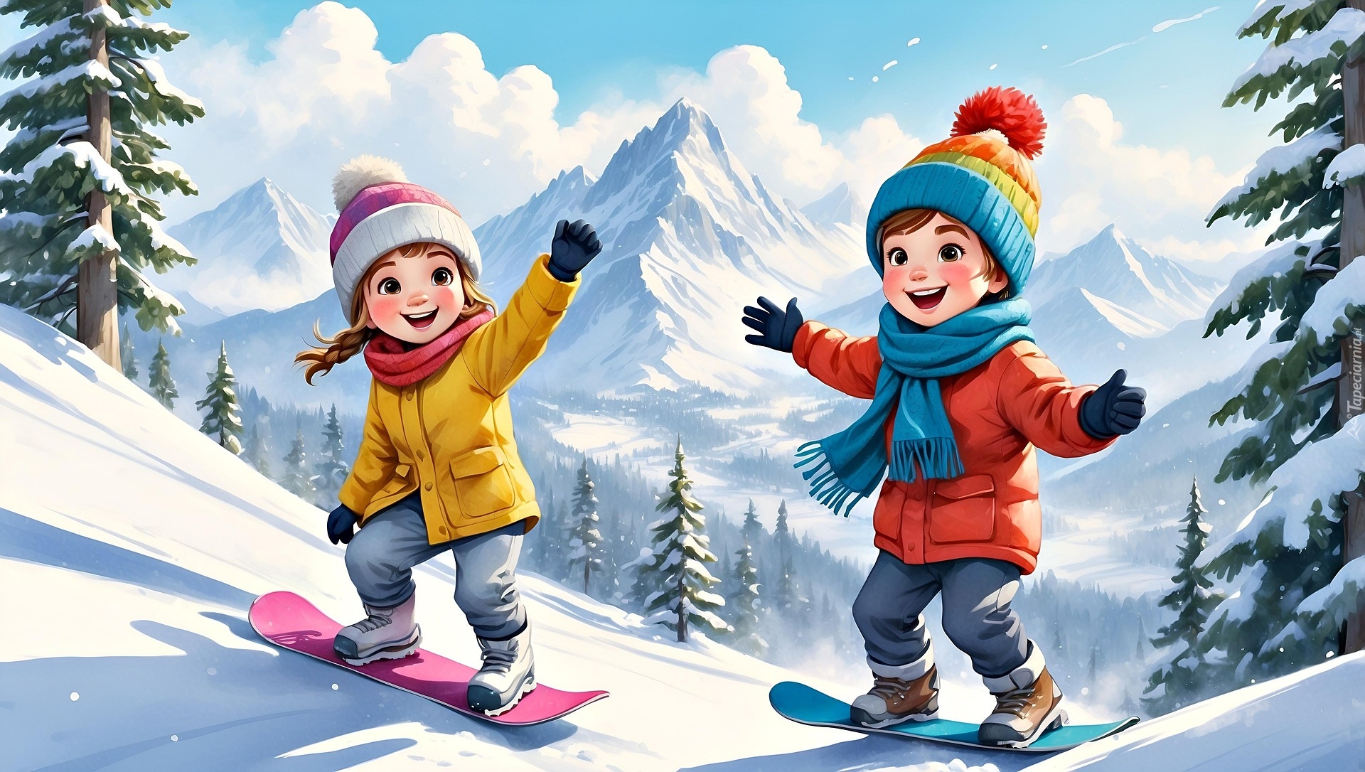 Dzieci, Góry, Zima