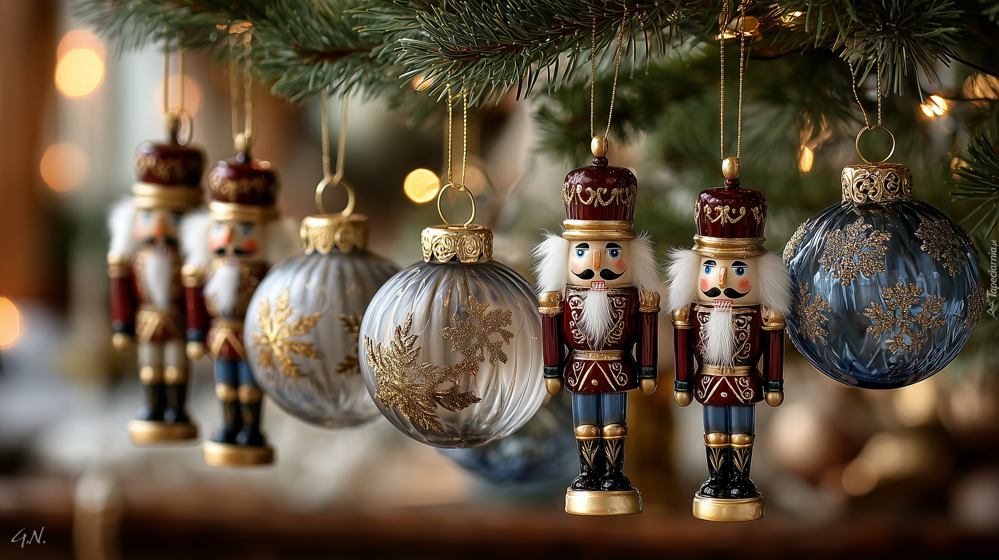 Boże Narodzenie, Bombki, Dziadki do orzechów, Choinka, Grafika AI