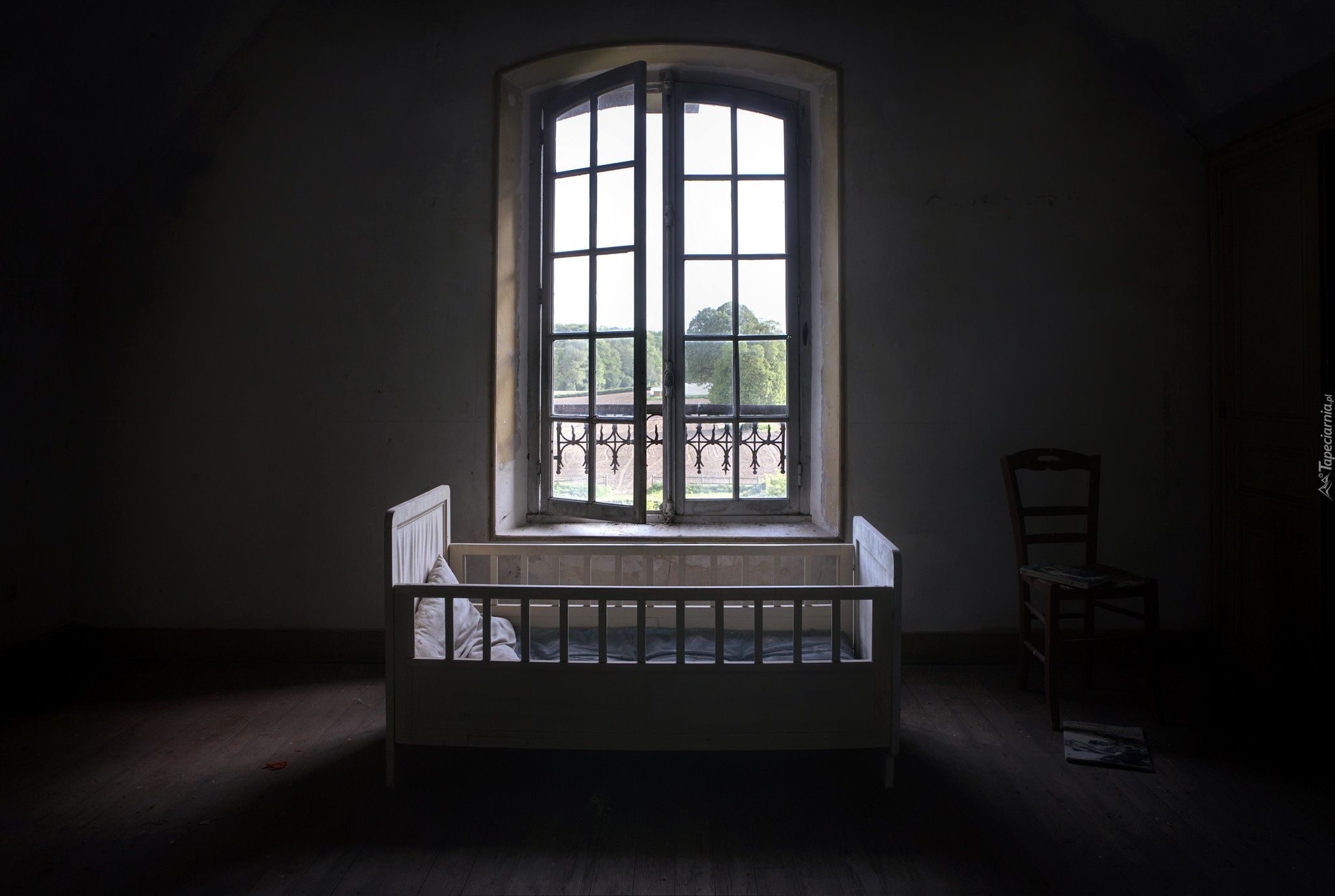 Okno, Łóżeczko, Krzesło, Pokój