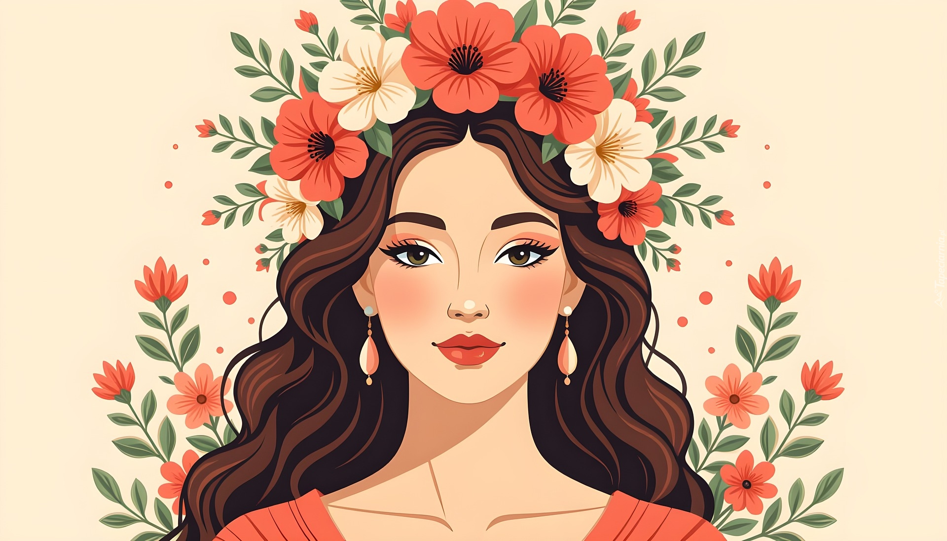 Dziewczyna, Kwiaty, Grafika 2D