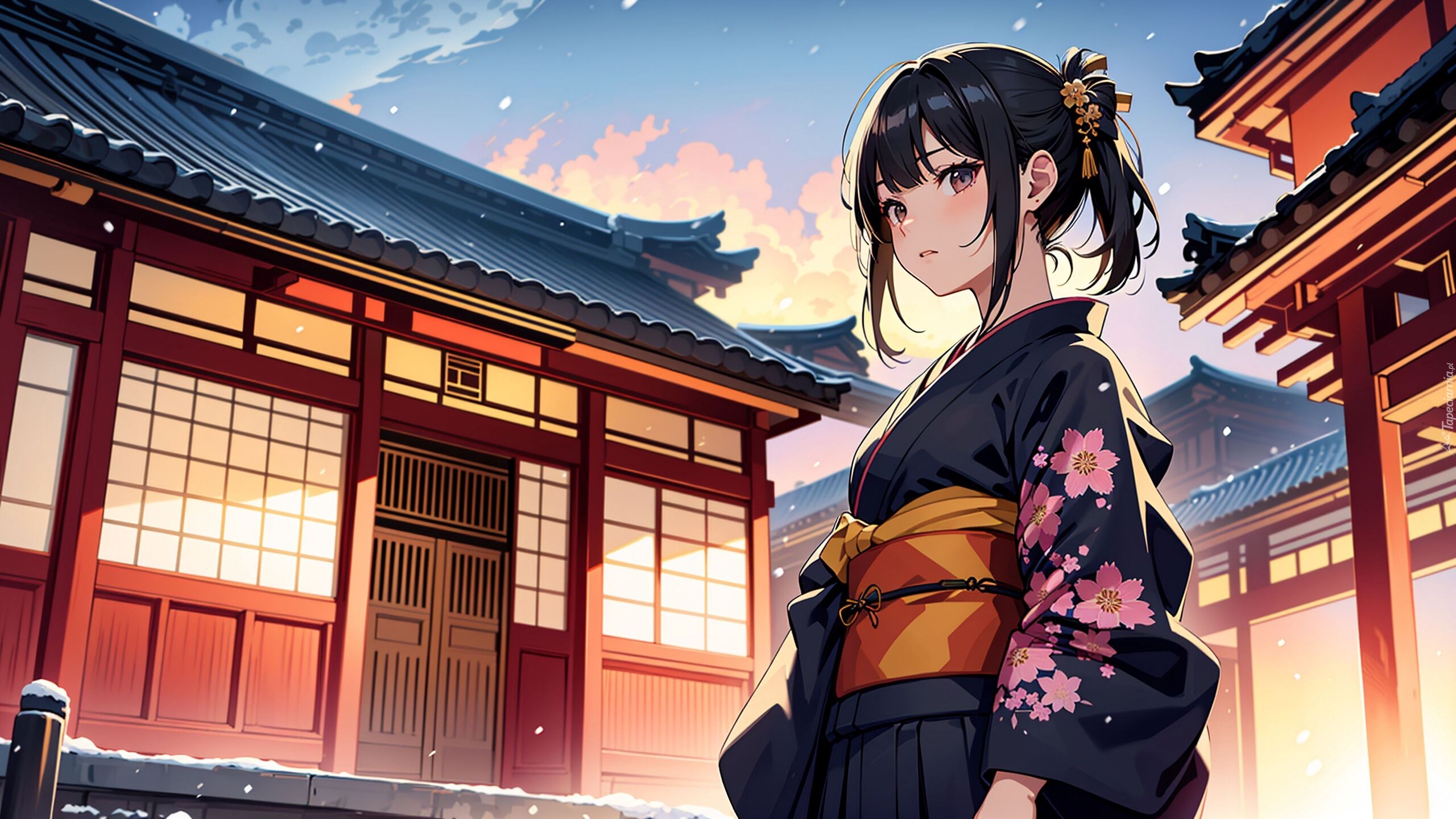 Dziewczyna, Kimono, Pagoda, Anime