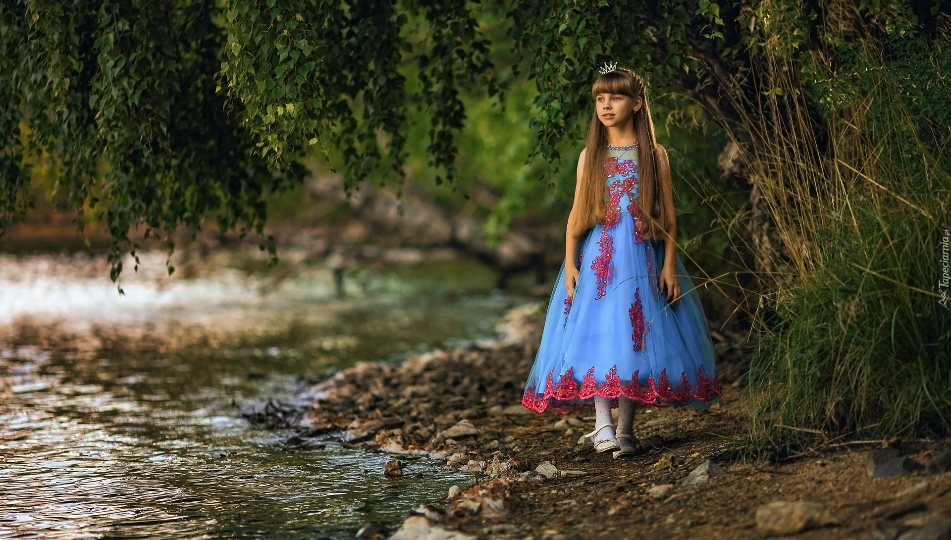 Dziecko, Dziewczynka, Drzewa, Rzeka