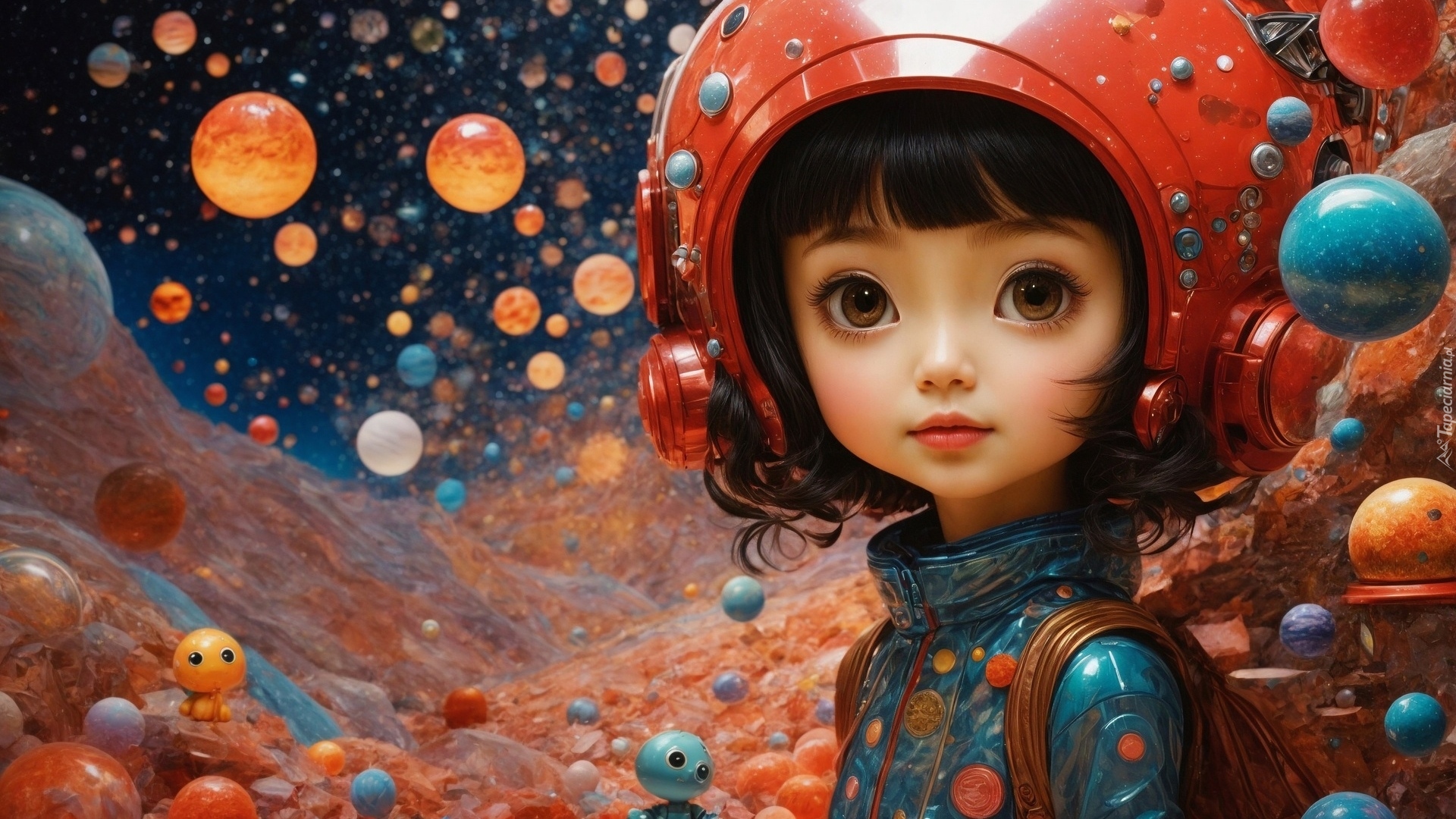 Dziewczyna, Kosmitka, Czerwone, Pomarańczowe, Balony Manga Anime, Dla dzieci