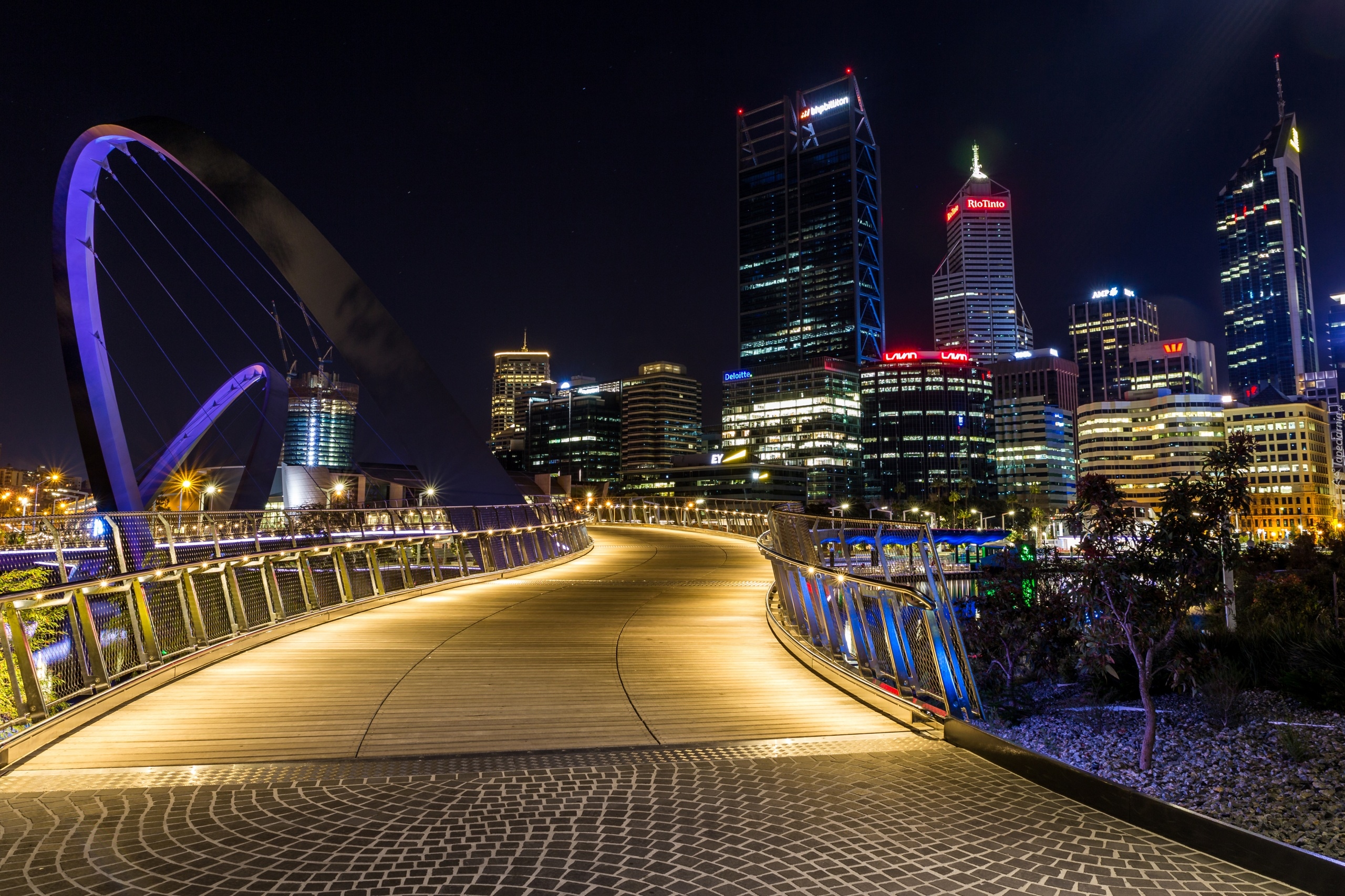 Australia, Most, Elizabeth Quay Bridge, Perth, Noc