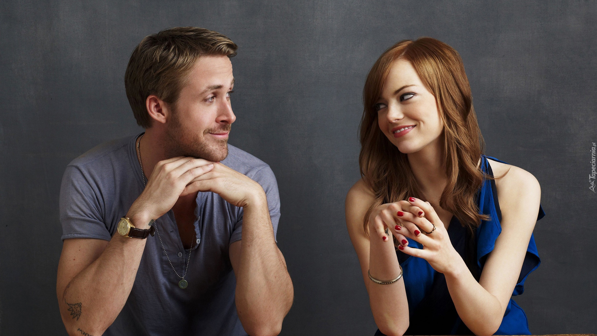 Aktorka, Emma Stone, Aktor, Ryan Gosling, Uśmiech