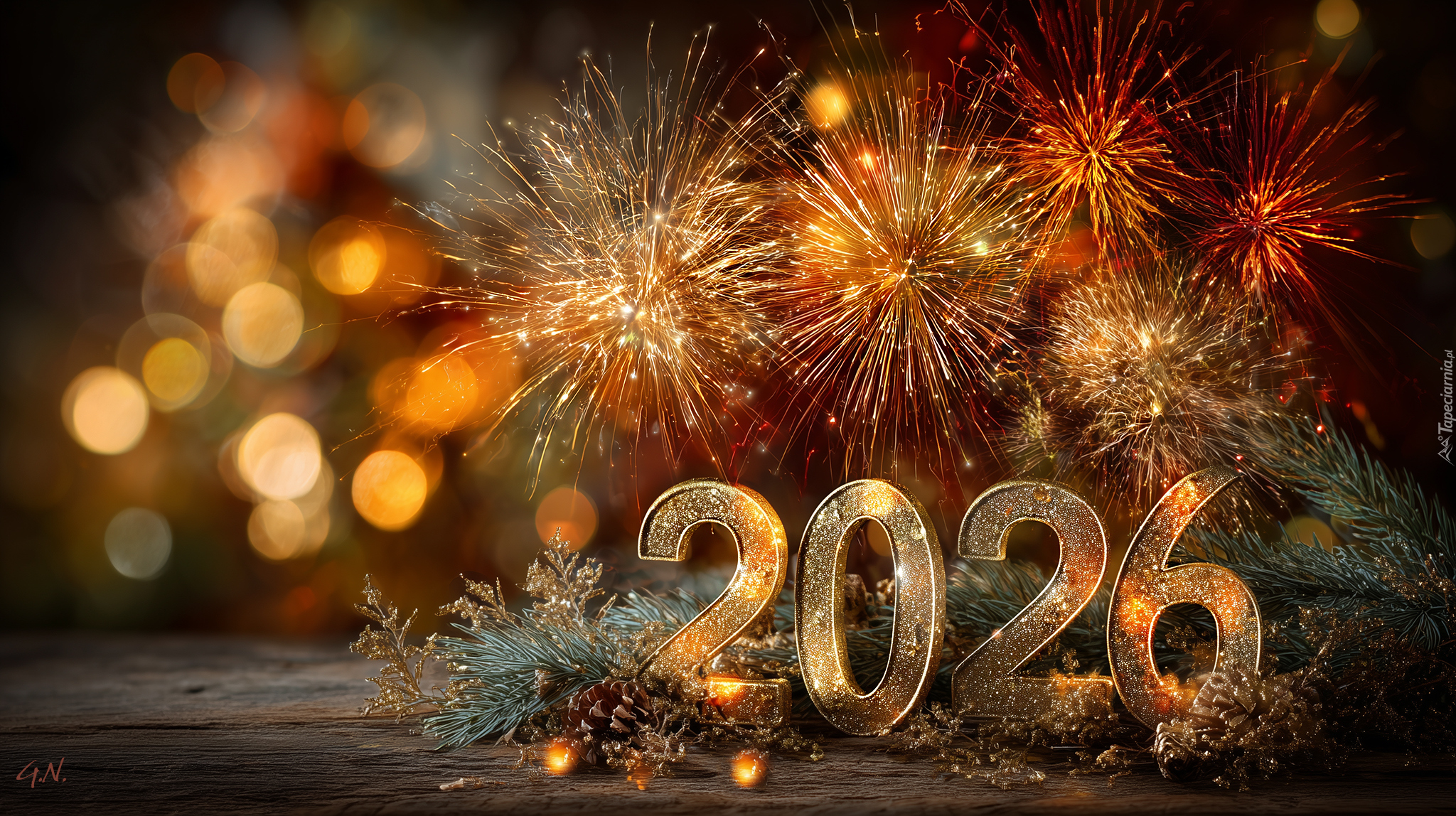 Nowy, Rok, Fajerwerki, Grafika AI