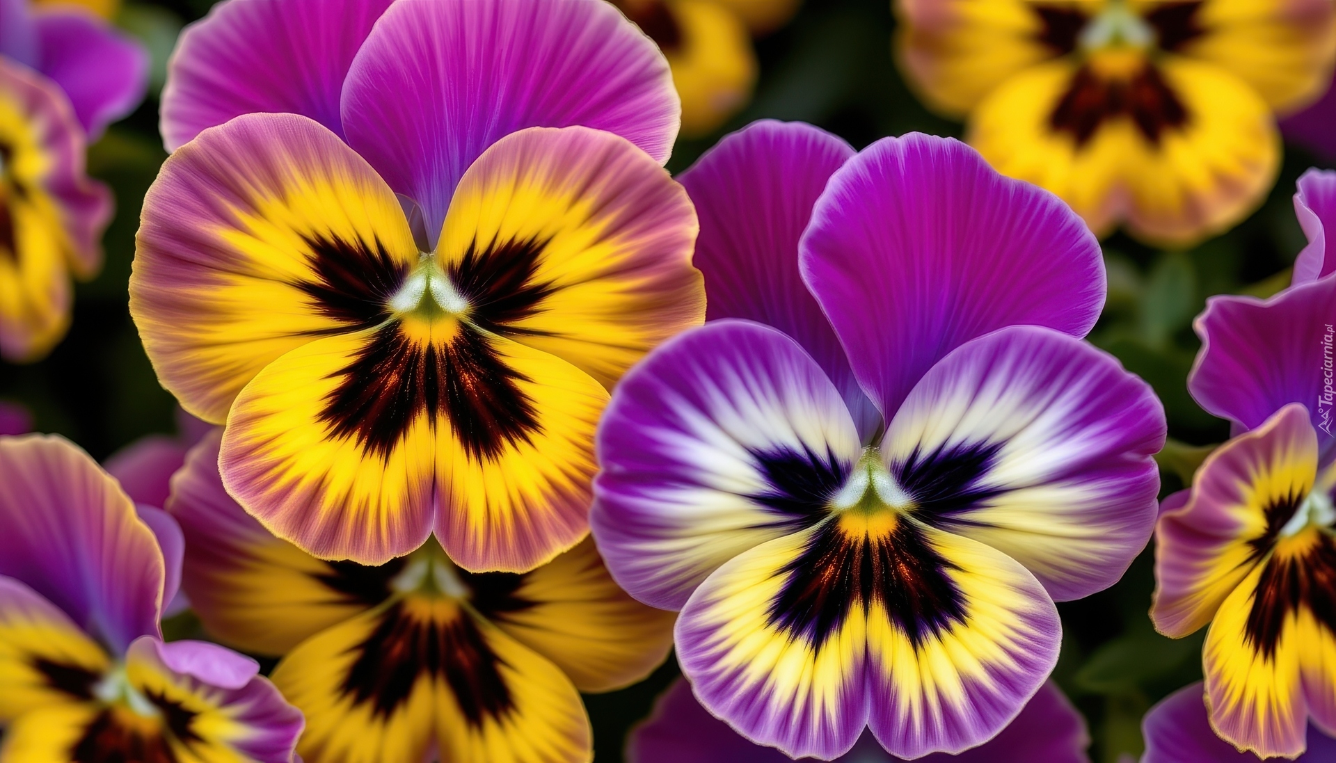 Bratki, Żółto-fioletowe, Zbliżenie