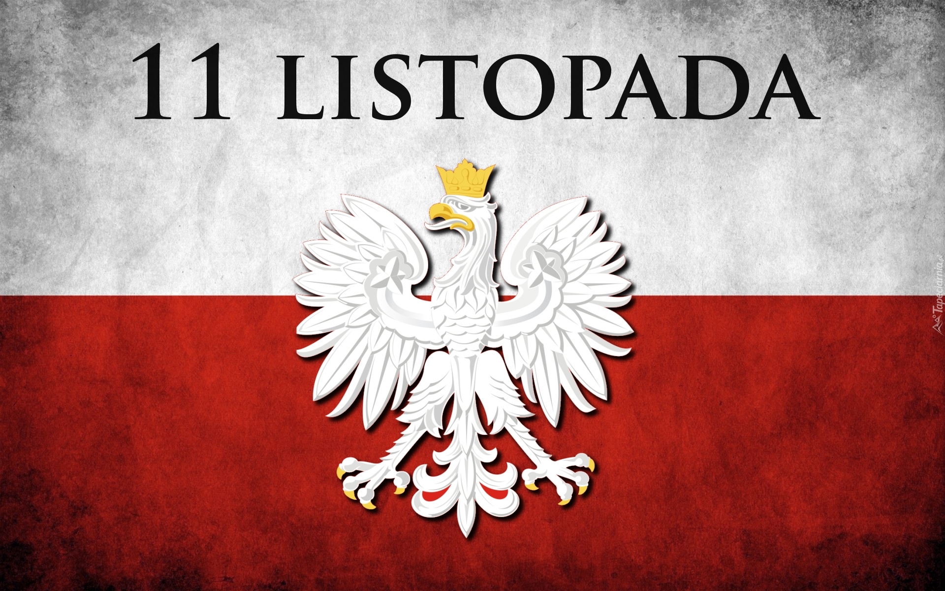 Narodowe Święto Niepodległości, Godło Polski, Orzeł, Korona, Flaga, Biało-czerwona, Napis, Data, 11 listopada Polska