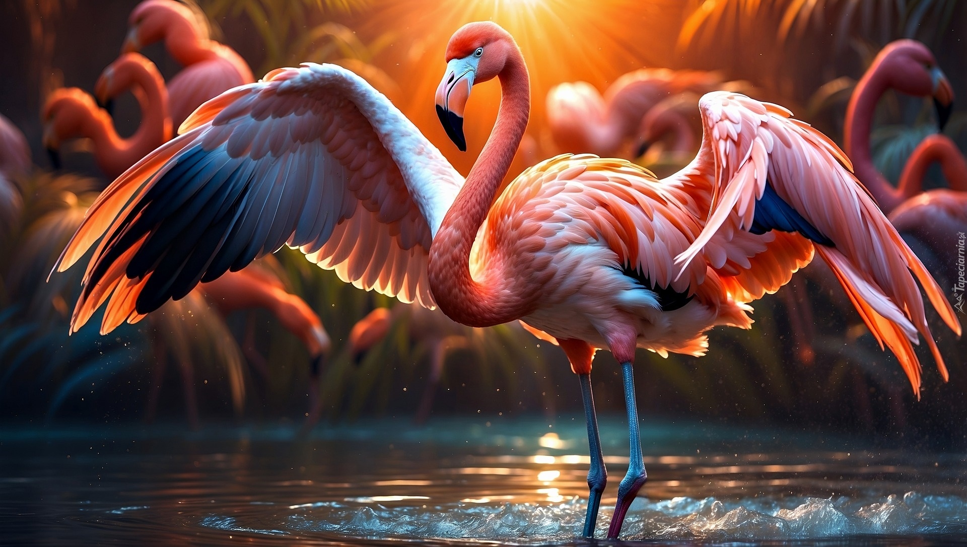 Flaming, Zachód słońca, Grafika