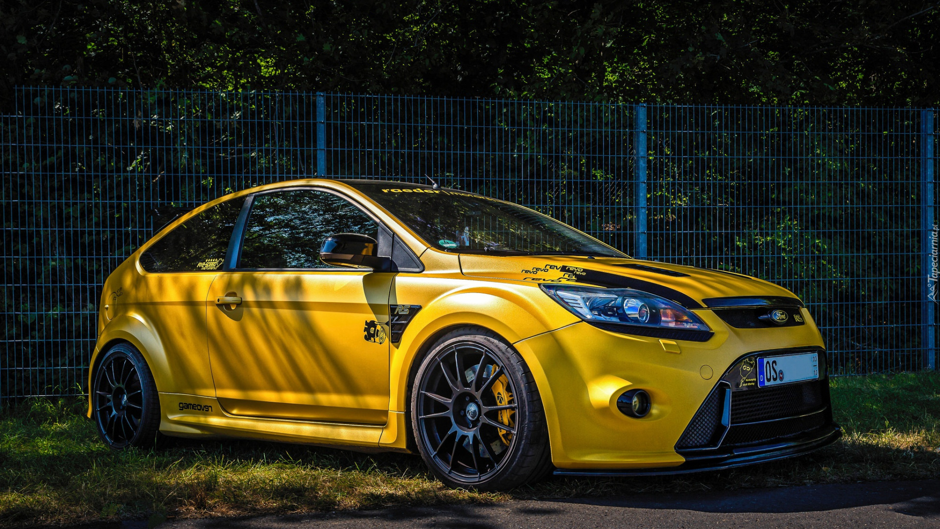 Żółty, Ford Focus RS II, Ogrodzenie