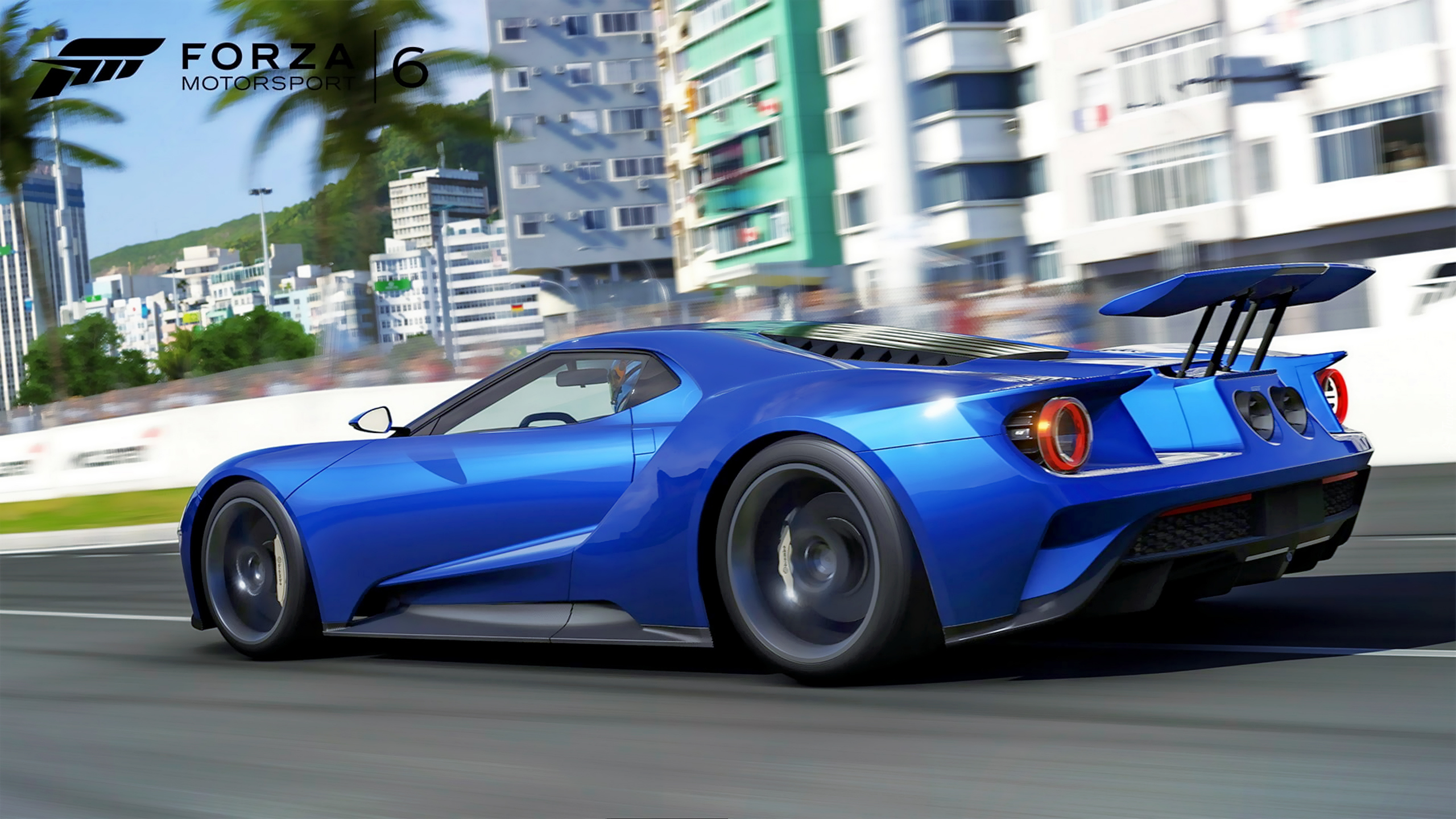Gra, Forza Motorsport 6, Ford GT, Niebieski, Bok, Tył