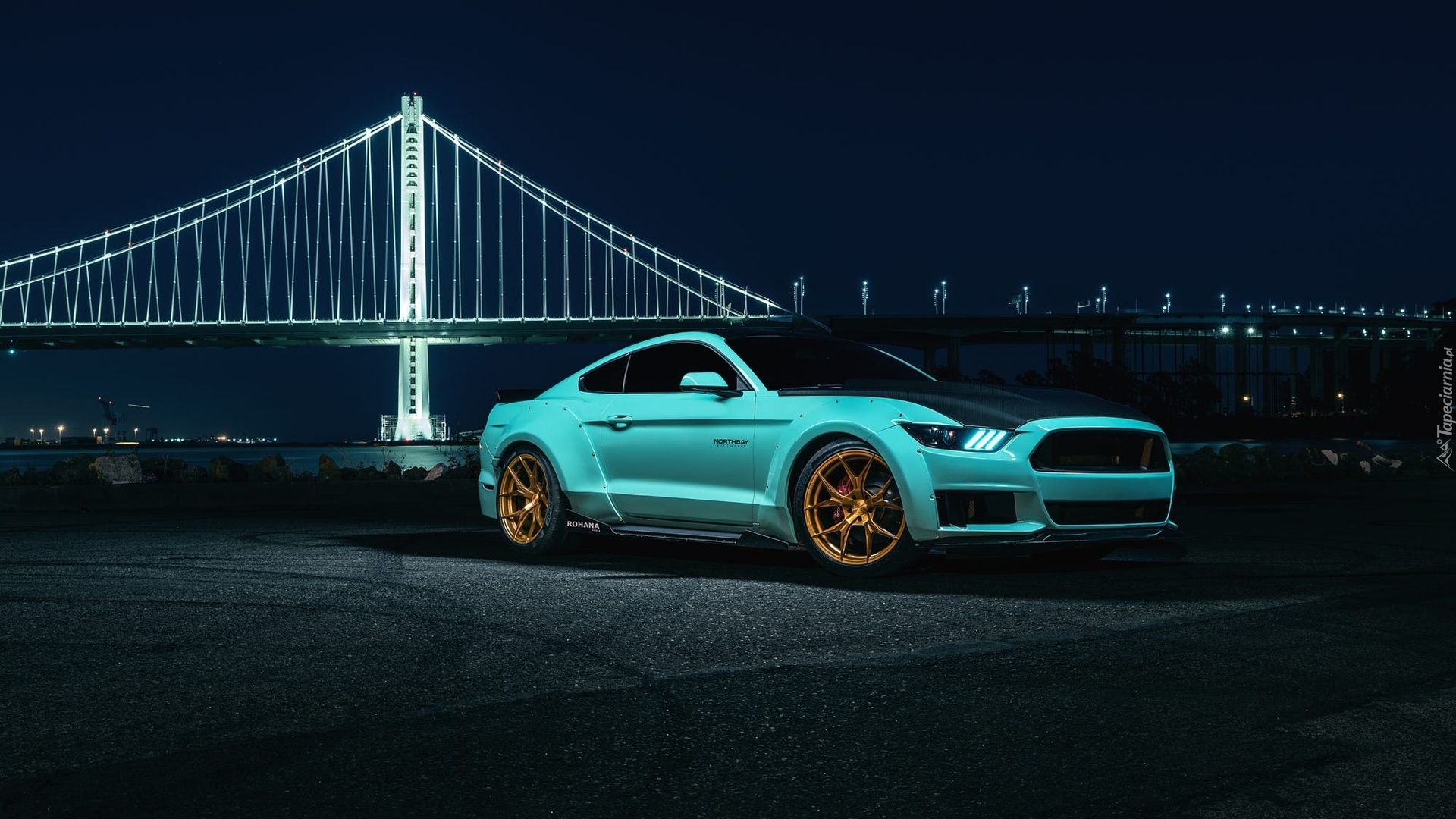 Ford Mustang EcoBoost, Tiffany Blue, 2015, Most, Golden Gate Bridge, San Francisco