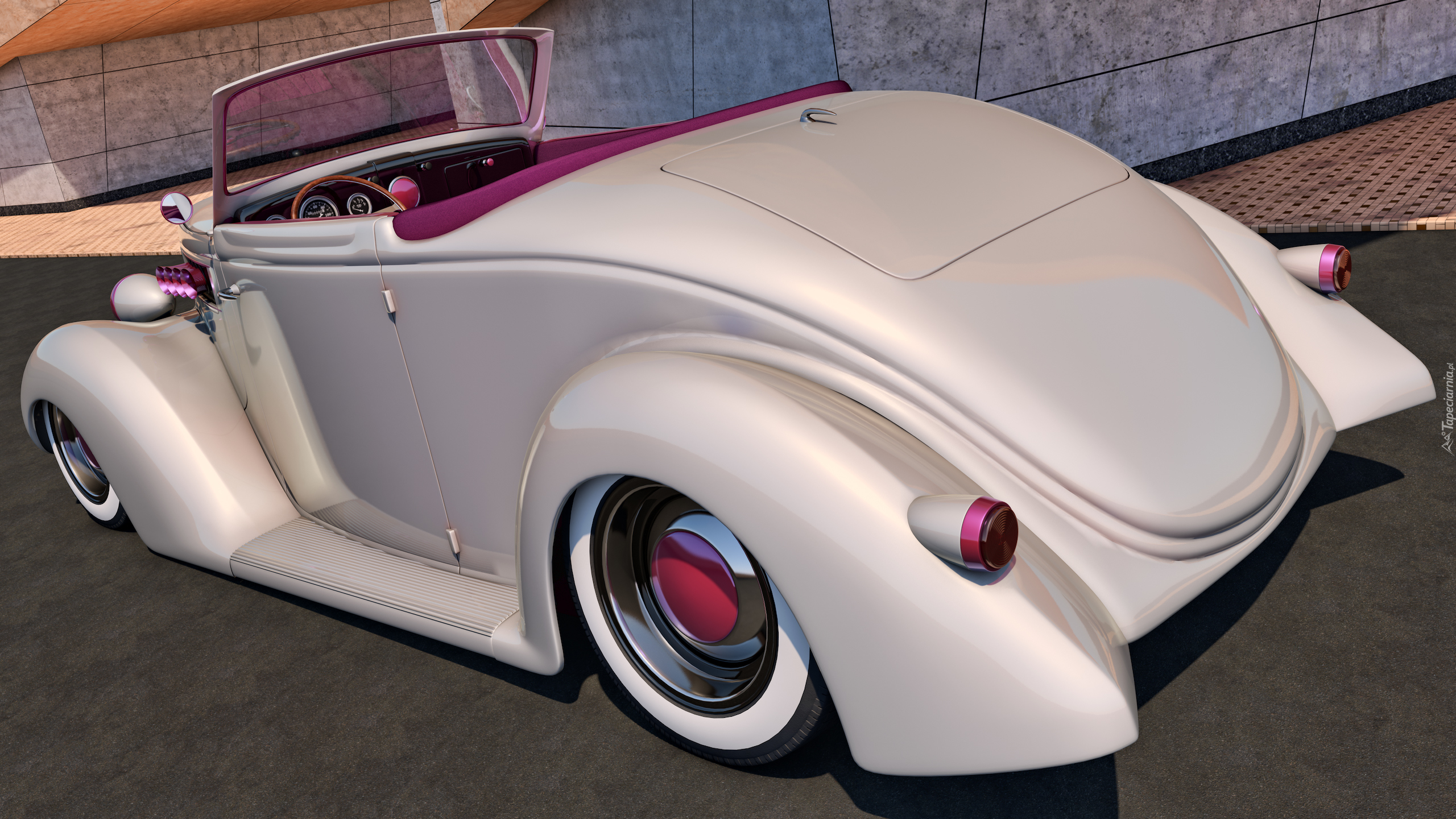 Ford Roadster, 1936, Zabytkowy, Tył, 3D