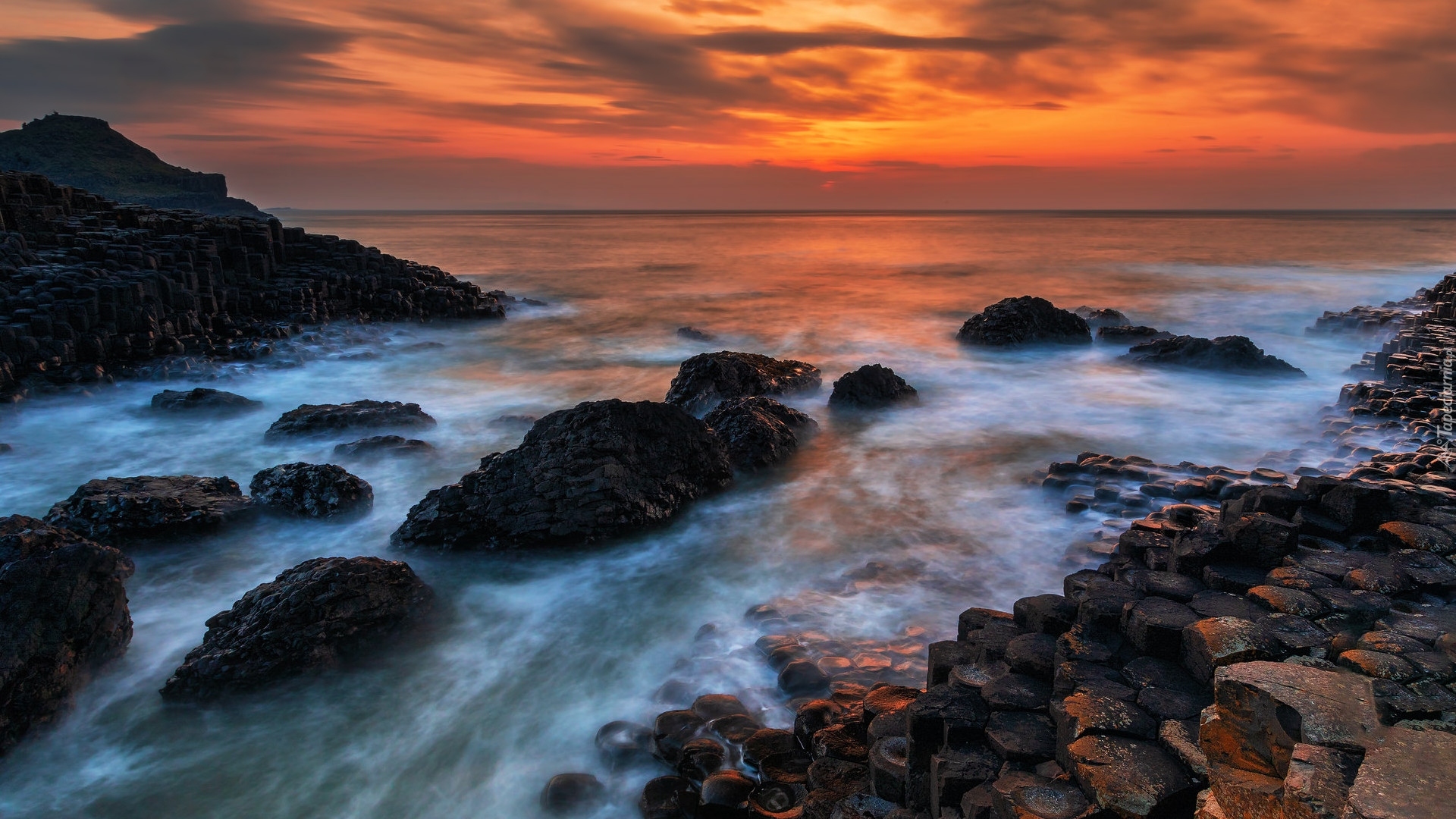 Morze, Skały, Formacja Giants Causeway, Grobla Olbrzyma, Antrim, Irlandia Północna