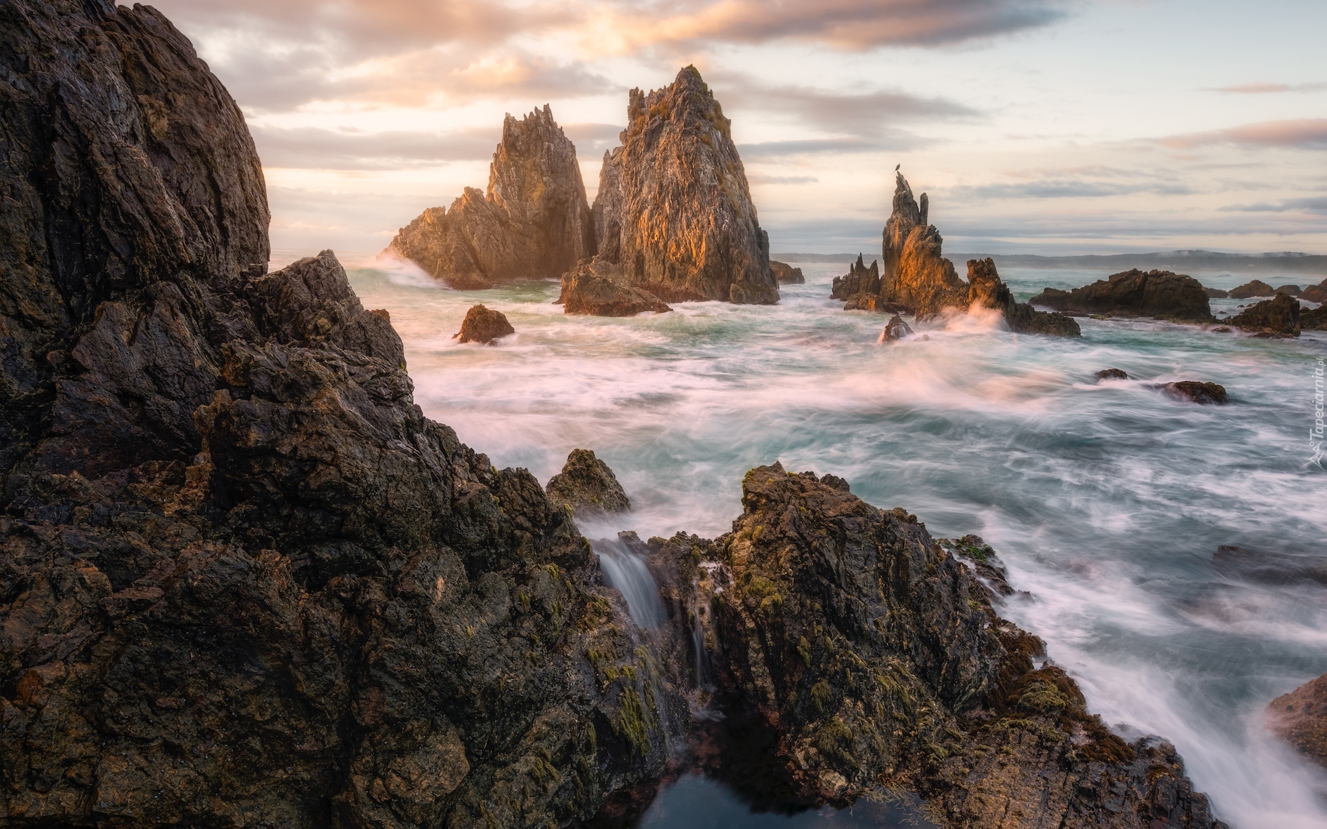 Morze, Fale, Skały, Formacja Camel Rock, Bermagui, Australia