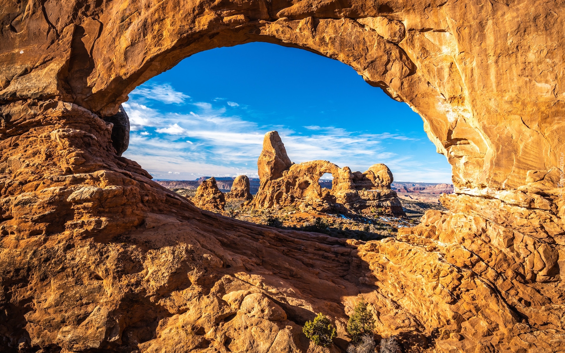 Stany Zjednoczone, Utah, Park Narodowy Arches, Skały, Formacja skalna, Turret Arch, Łuki, Skalne