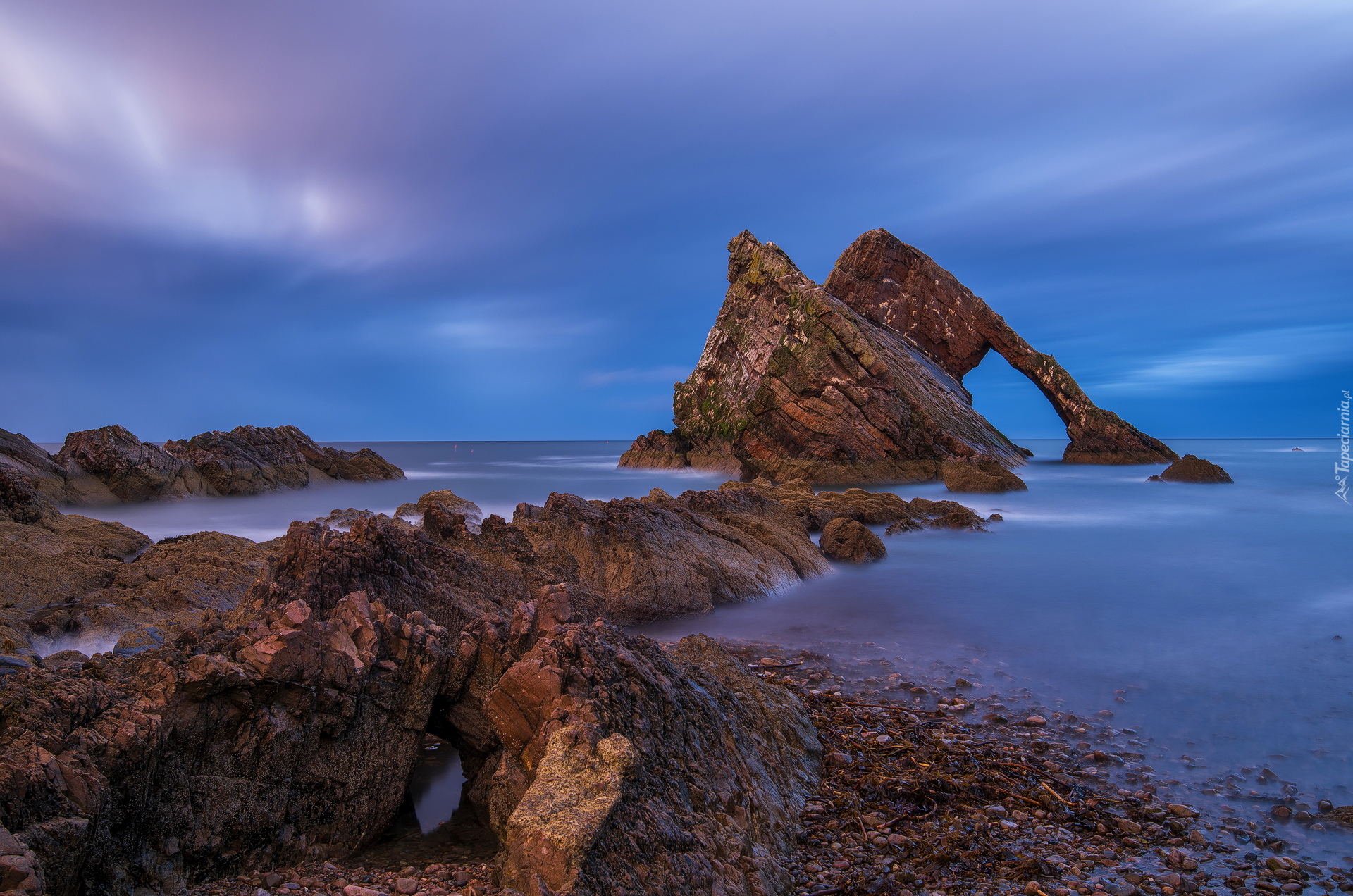 Formacja, Skalna, Skały, Morze, Punkt widokowy, Bow Fiddle Rock, Portknockie, Szkocja