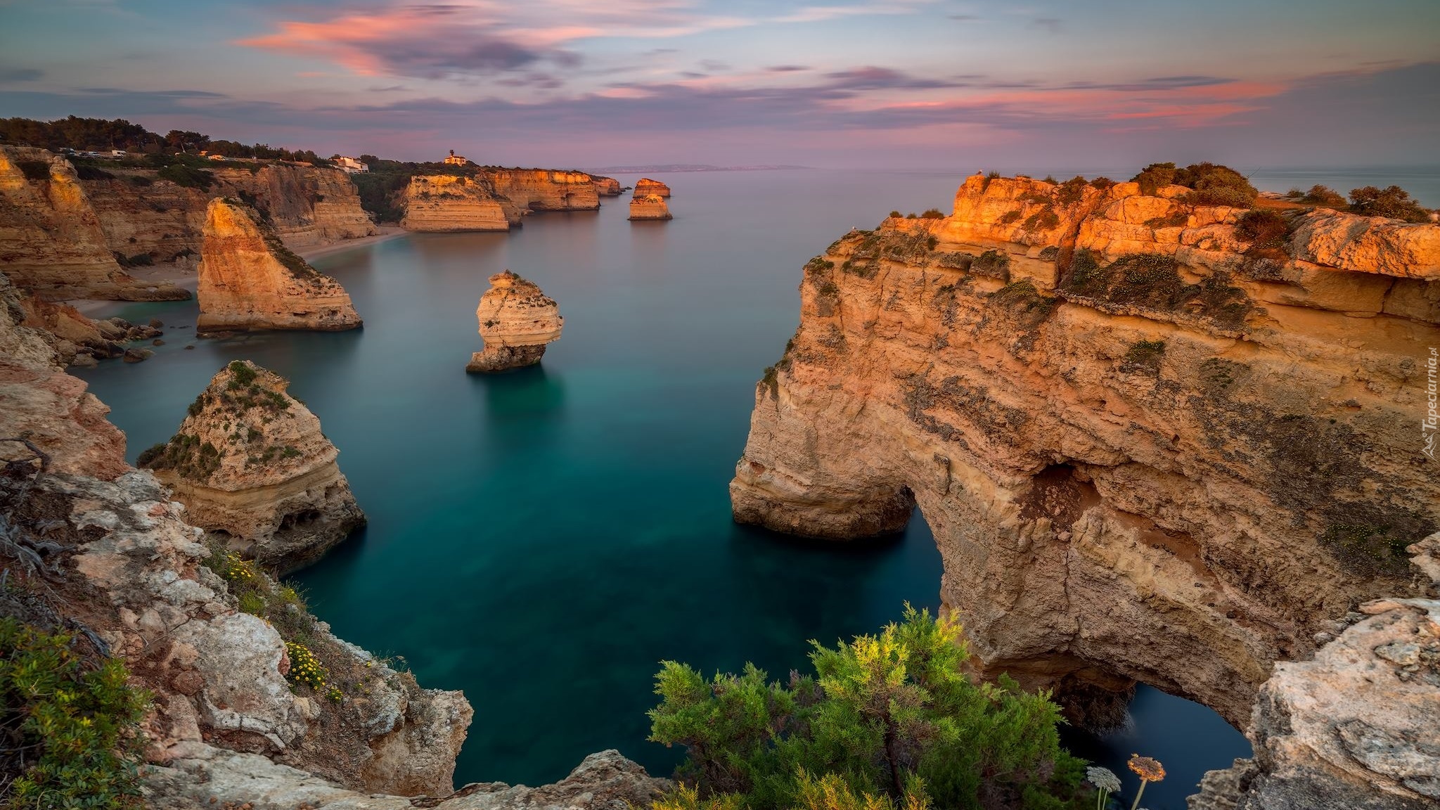 Wybrzeże, Skały, Morze, Chmury, Ocean Atlantycki, Region Algarve, Portugalia