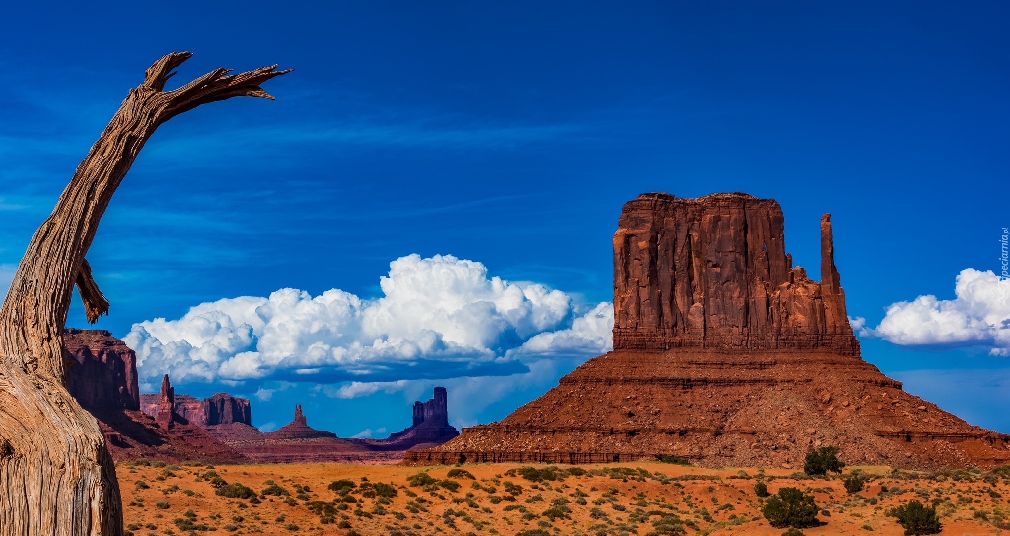 Stany Zjednoczone, Stan Utah, Region Monument Valley - Dolina Monumentów, Skały, Niebo, Chmury