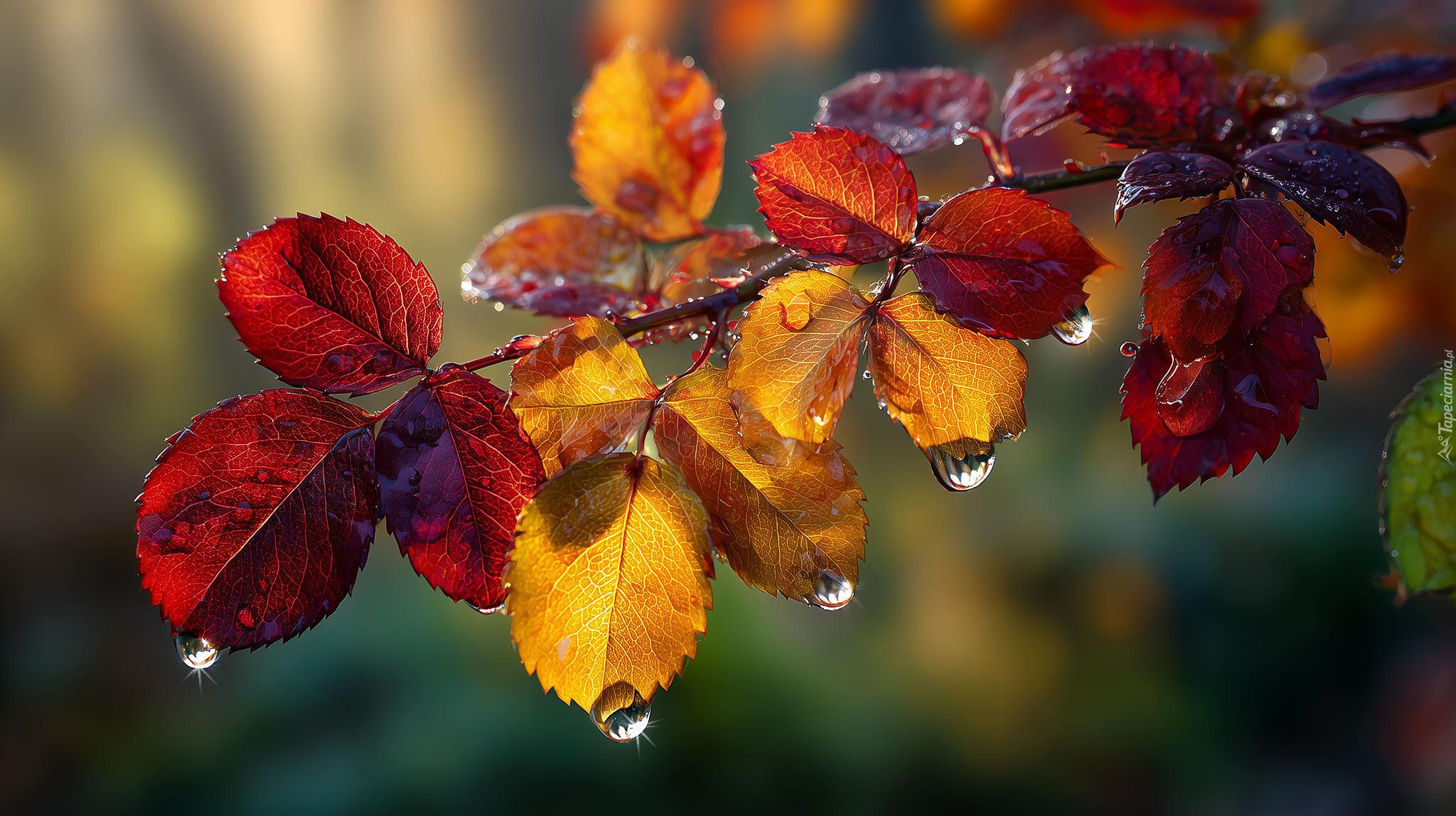 Mokre, Jesienne, Liście, Grafika AI