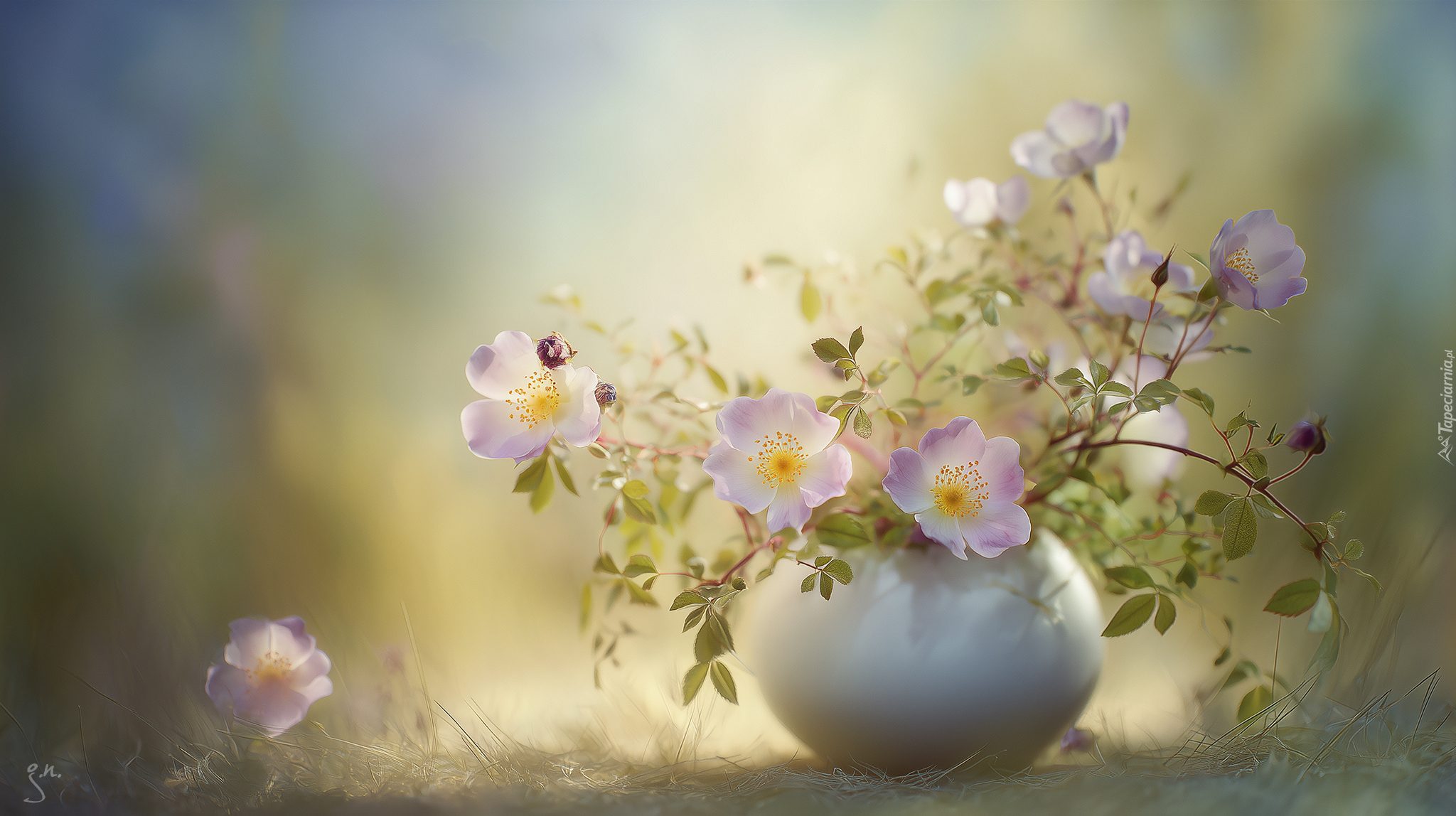 Dzikie róże, Kwiaty, Grafika AI