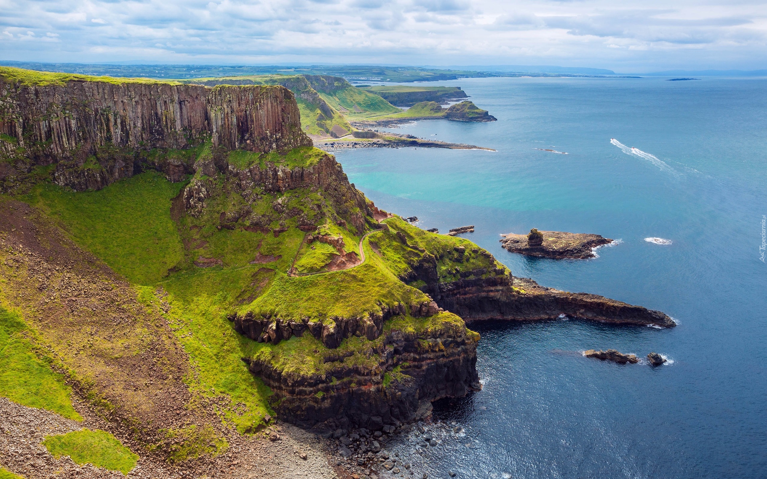 Morze, Wybrzeże, Skały, Klif, The Giants Causeway Cliffs, Grobla Olbrzyma, Kolumny bazaltowe, Hrabstwo Antrim, Irlandia Północna