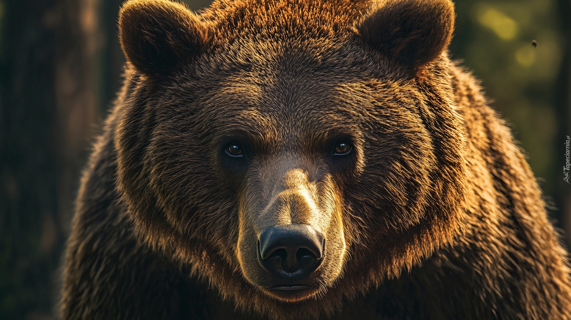 Niedźwiedź brunatny, Zbliżenie, Głowa, Spojrzenie, Grafika AI