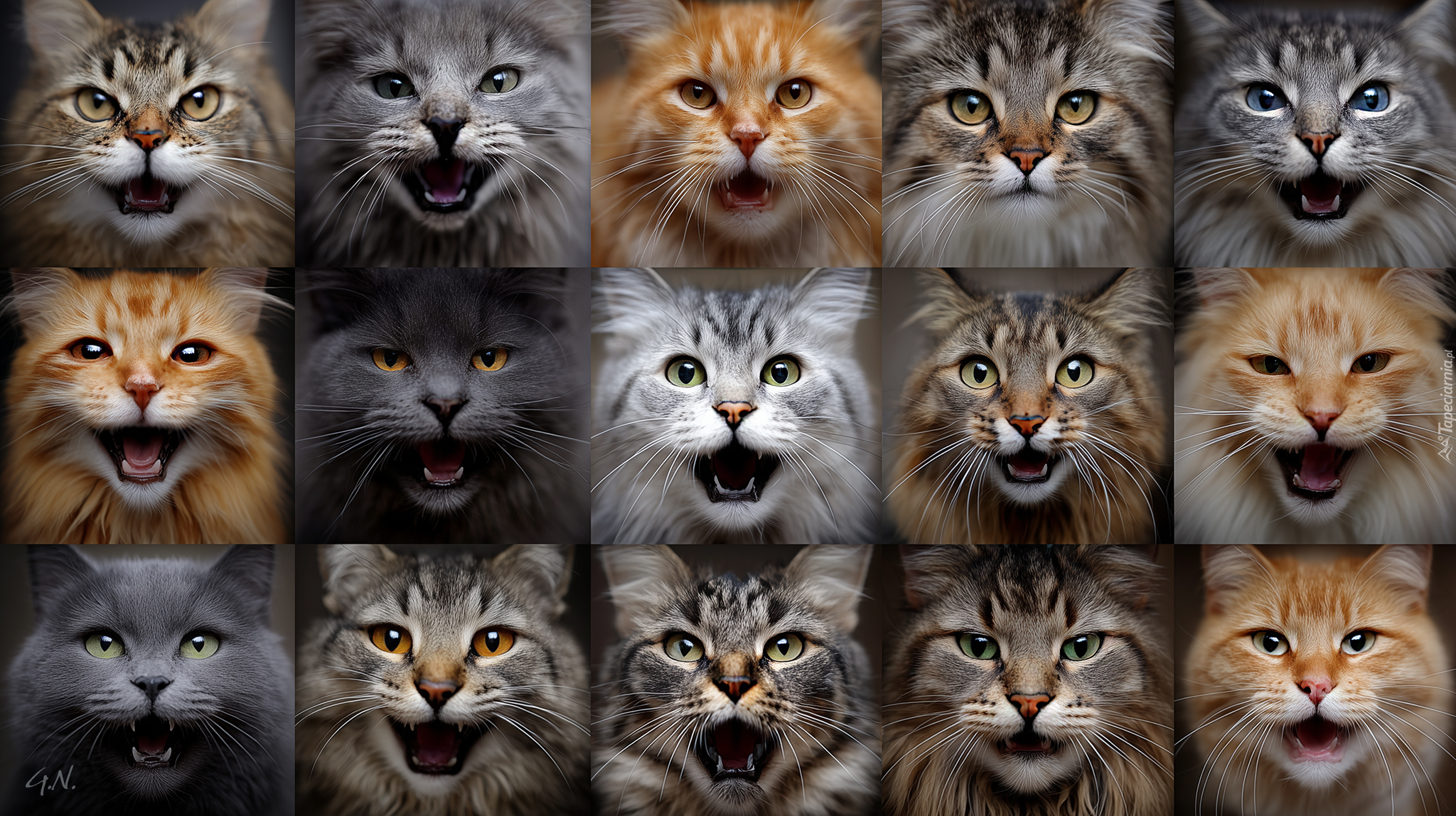 Koty, Głowy, Grafika AI