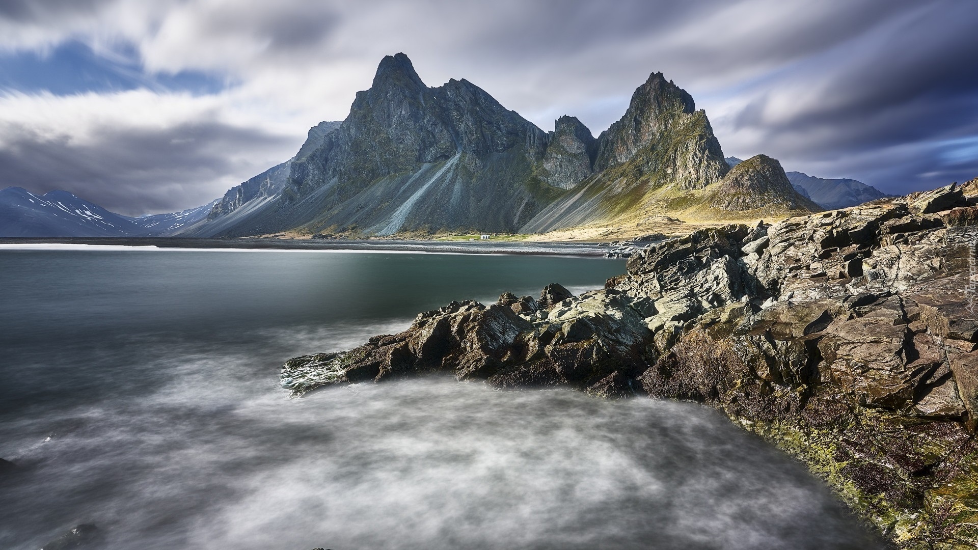 Góry, Góra Eystrahorn, Morze, Skały, Islandia