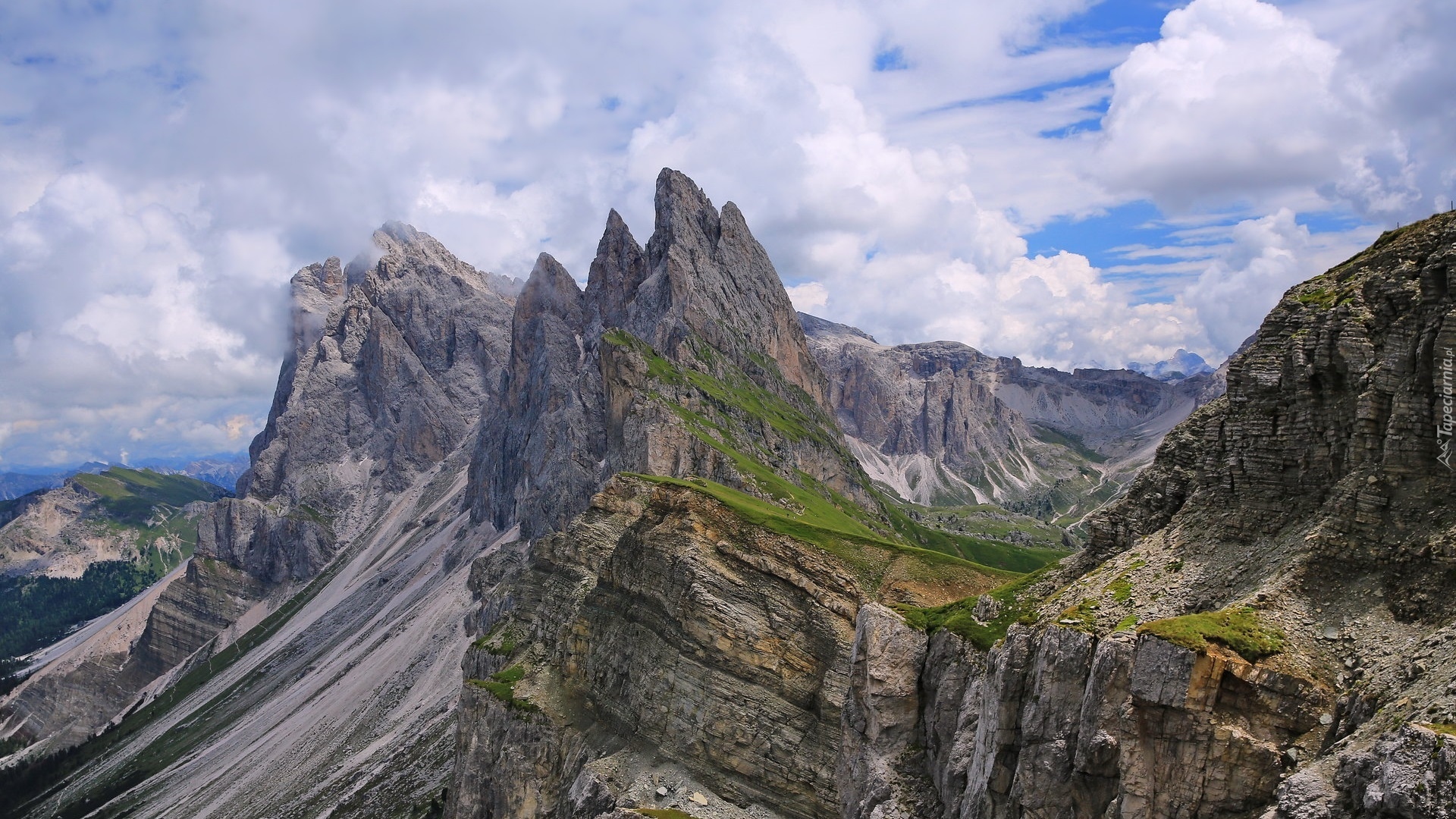 Góry, Góra Seceda, Alpy, Włochy