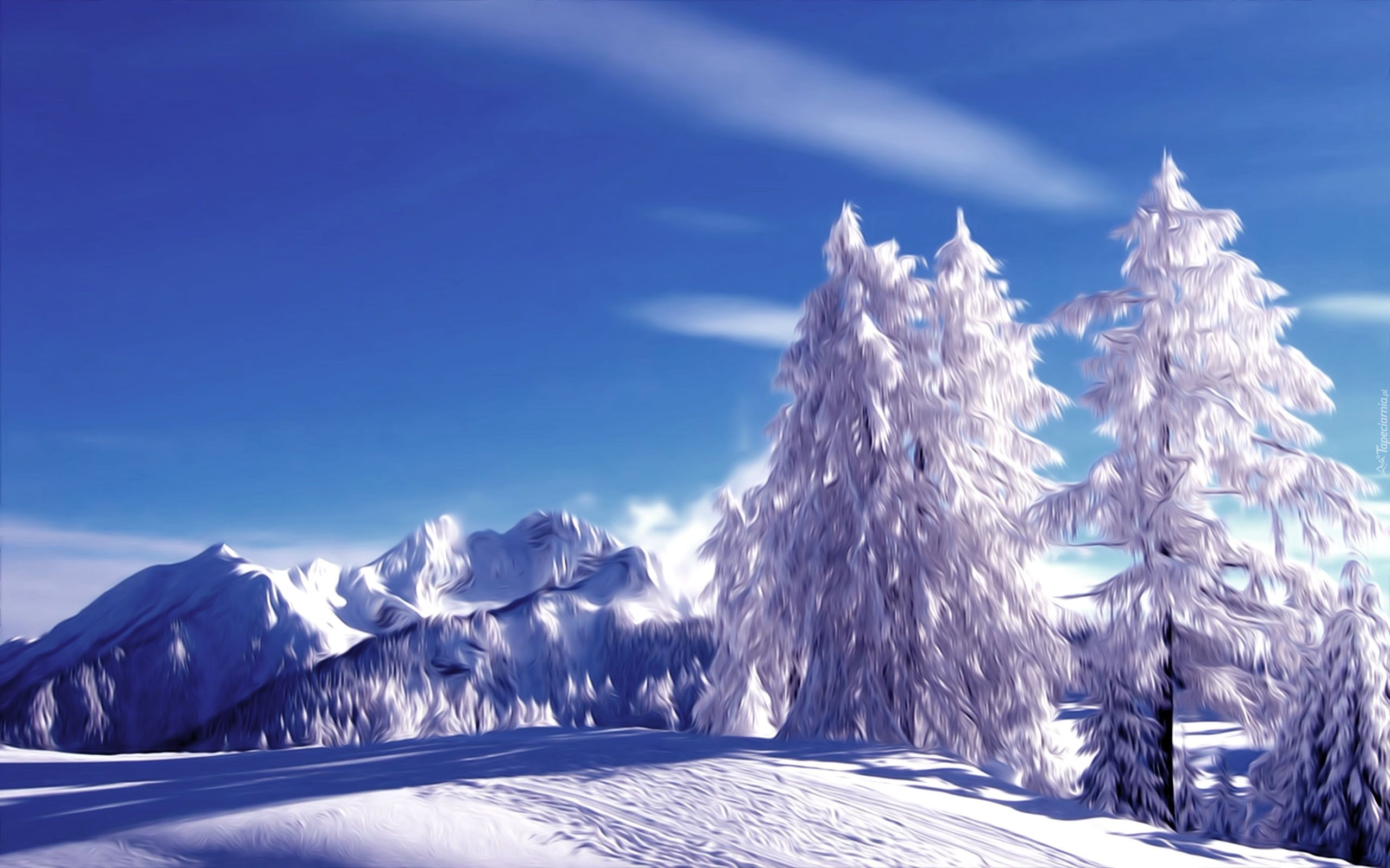 Zima, Drzewa, Fractalius, Góry