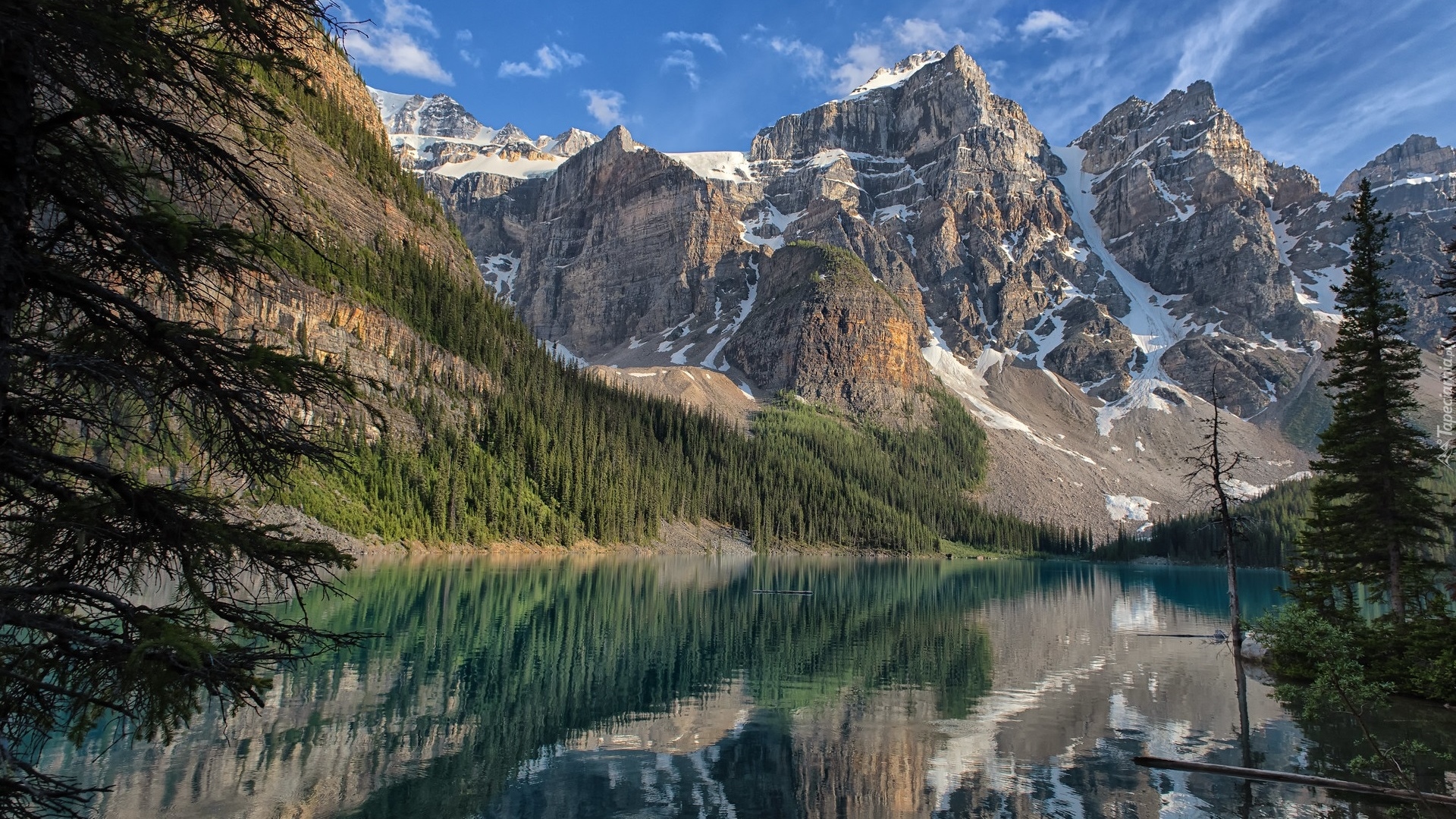 Kanada, Alberta, Park Narodowy Banff, Jezioro, Moraine Lake, Góry, Canadian Rockies, Las, Drzewa