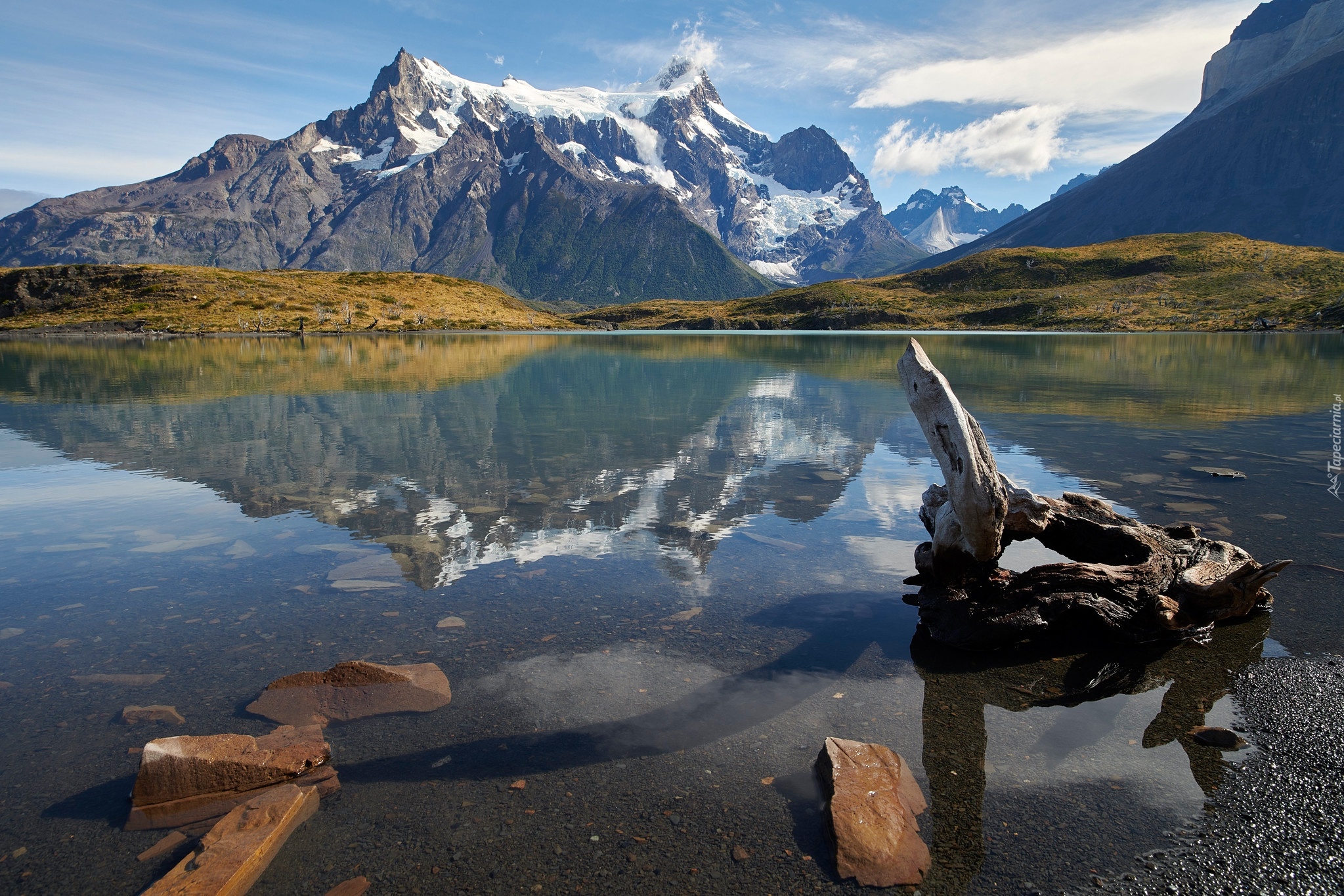 Park Narodowy Torres del Paine, Góry Cordillera del Paine, Jezioro Pehoe, Patagonia, Chile