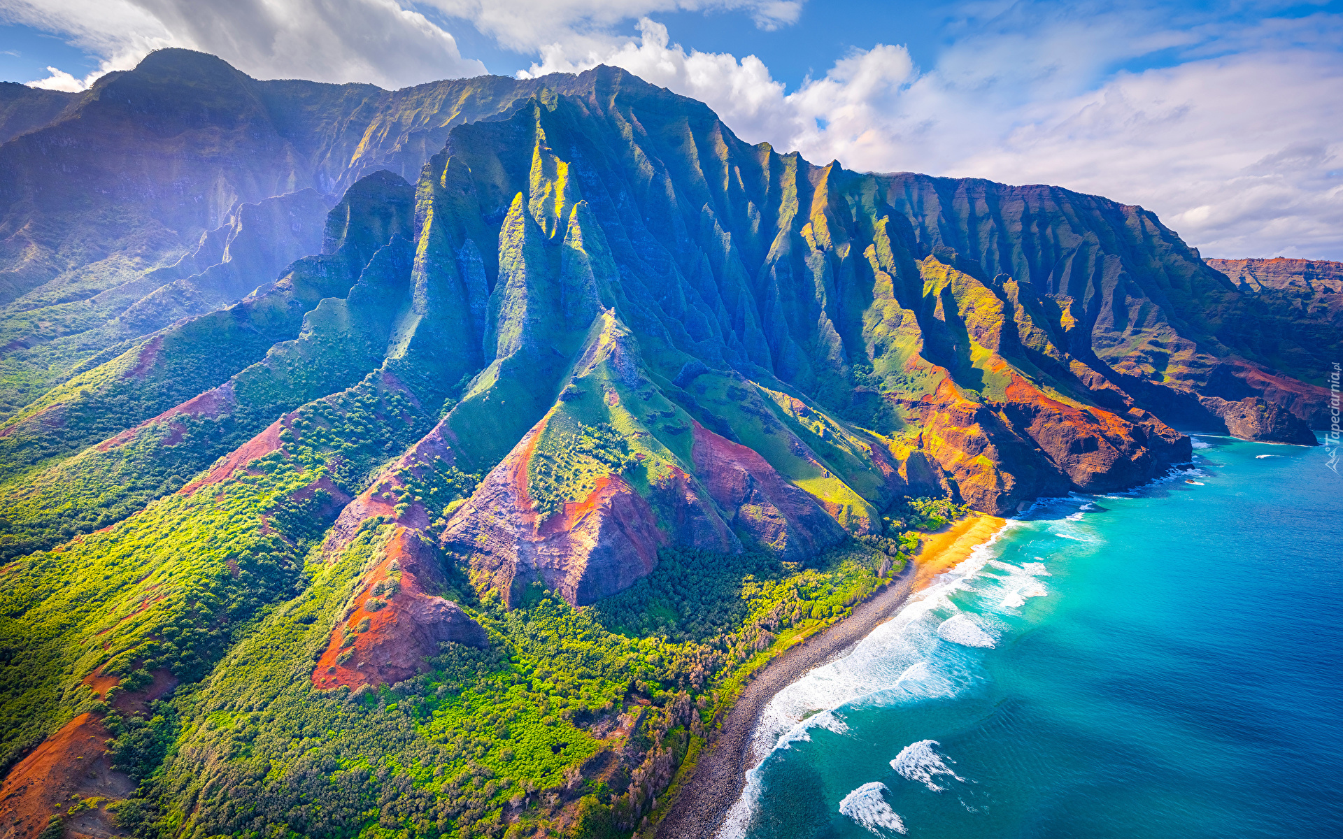 Stany Zjednoczone, Hawaje, Wyspa Kauai, Góry, Roślinność, Morze