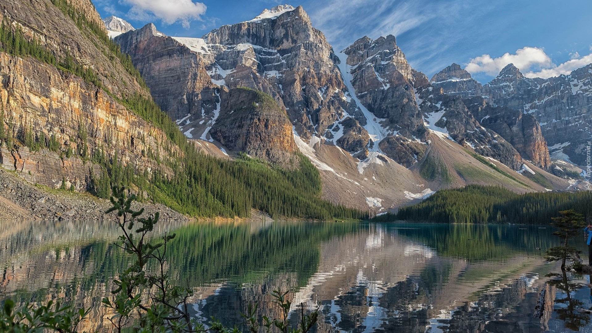 Jezioro, Moraine Lake, Góry, Drzewa, Park Narodowy Banff, Kanada