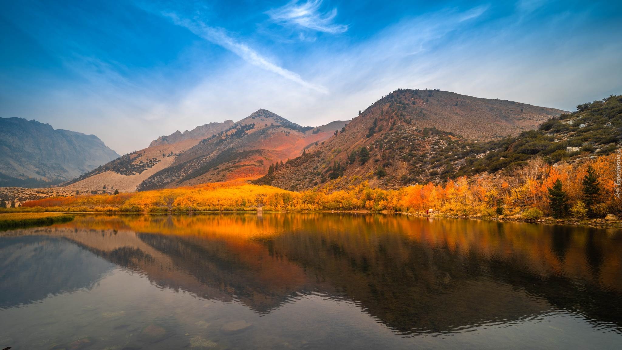 Region, Eastern Sierra, Góry, Jezioro, North Lake, Jesień, Kalifornia, Stany Zjednoczone