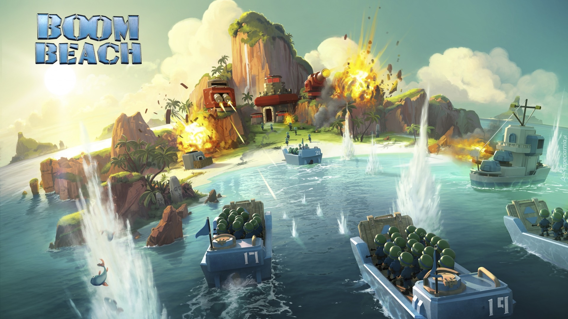 Gra, Strategia, Boom Beach, Grafika 3D