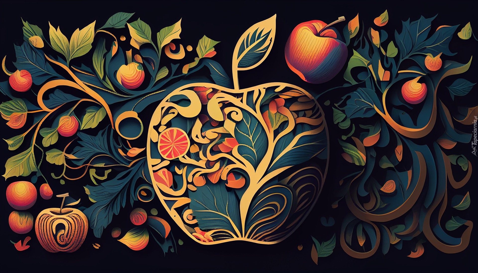 Owoce, Jabłka, Grafika