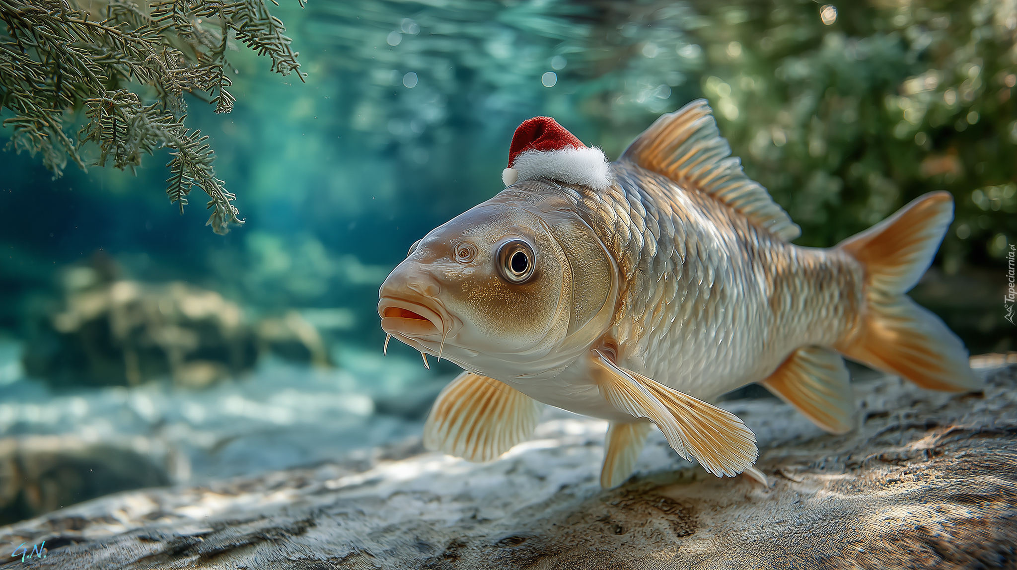 Karp, Ryba, Czapka, Mikołaja, Grafika AI