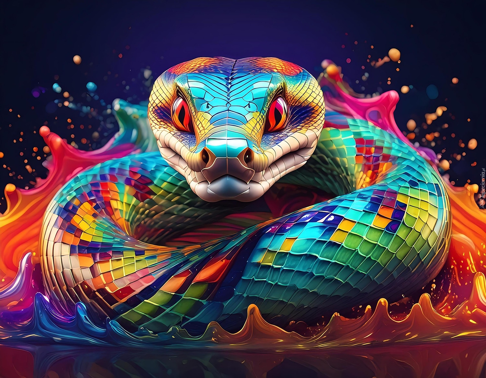 Kolorowy, Wąż, Grafika AI