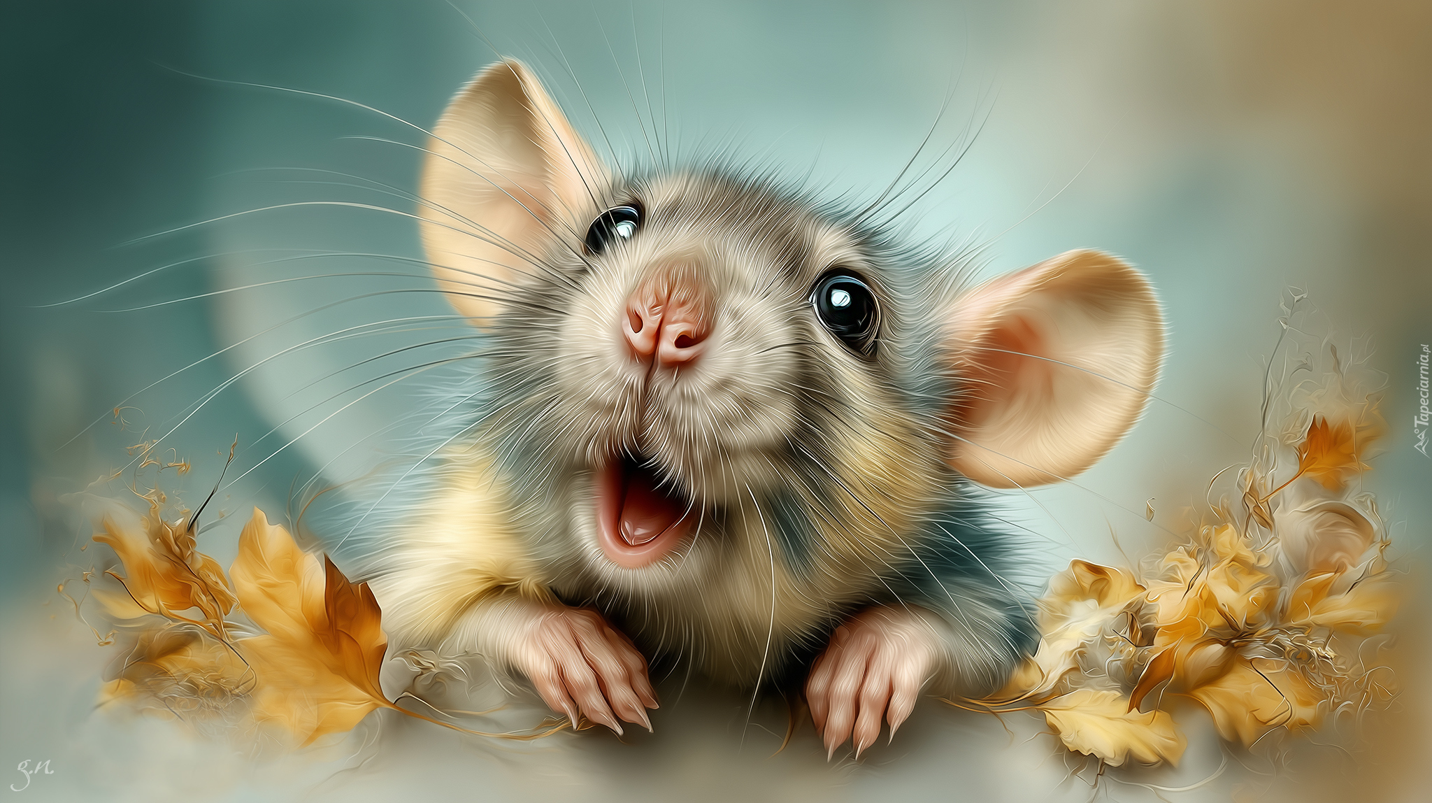 Szczur, Liście, Grafika AI