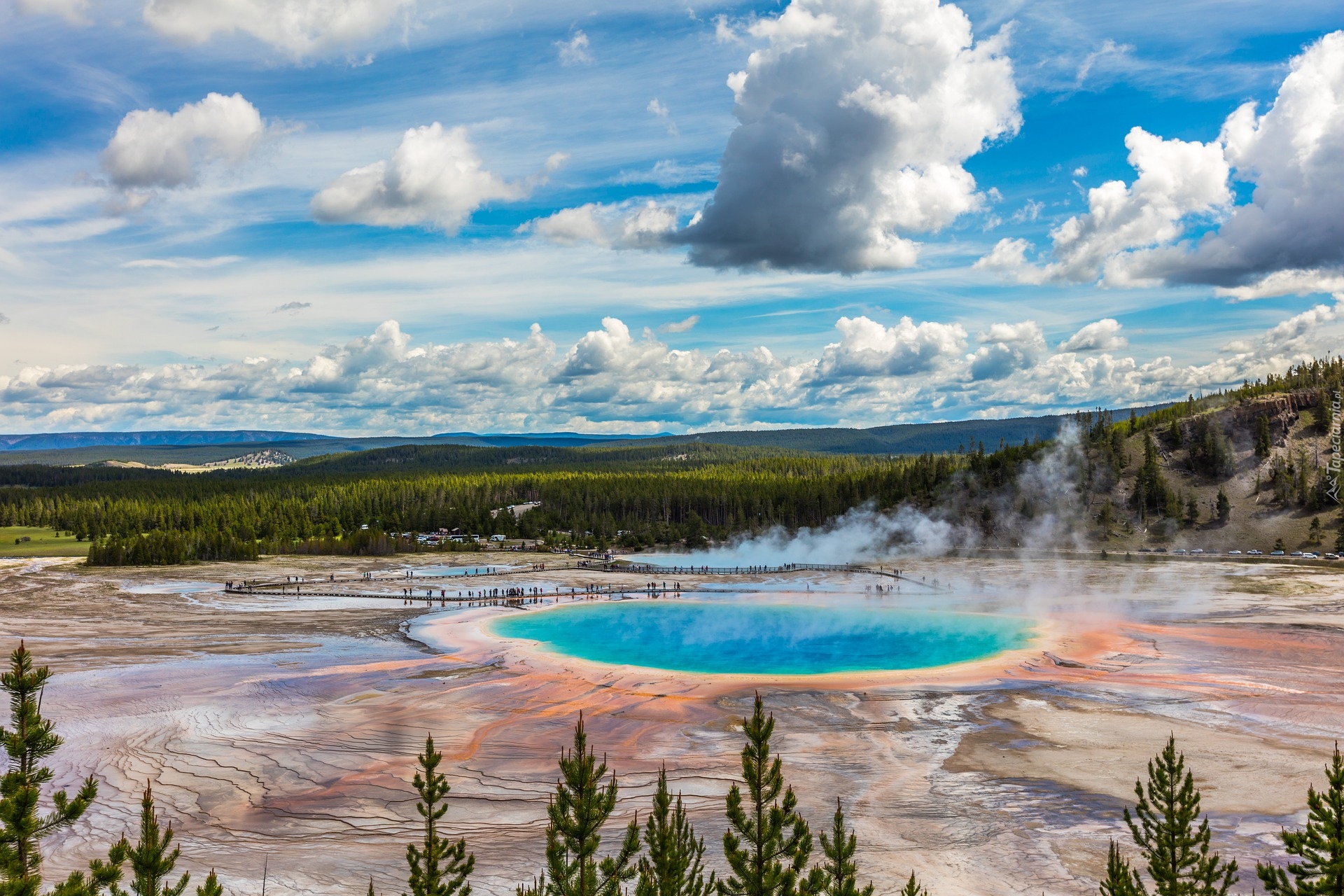 Gorące, Źródła, Grand Prismatic Spring, Jezioro, Park Narodowy Yellowstone, Stany Zjednoczone