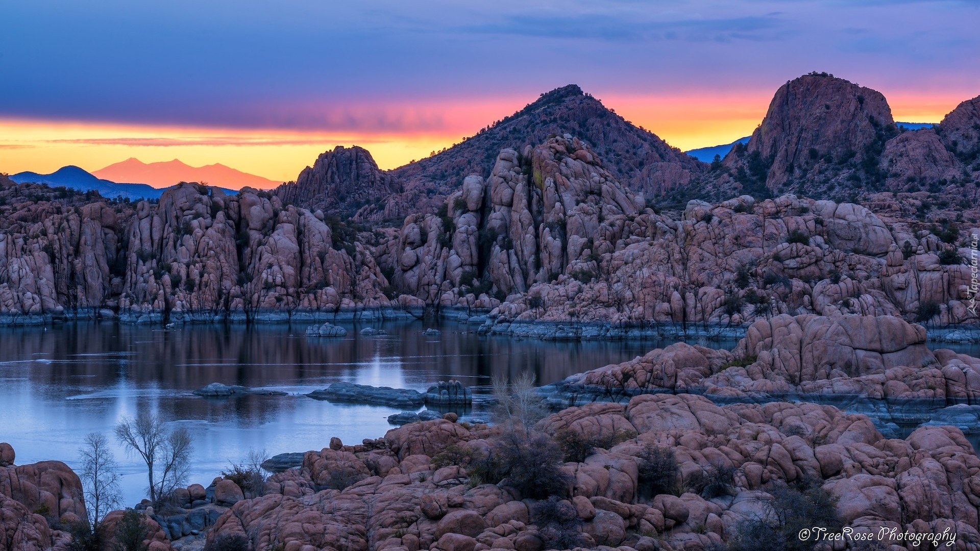 Skały, Jezioro, Watson Lake, Prescott, Arizona, Stany Zjednoczone