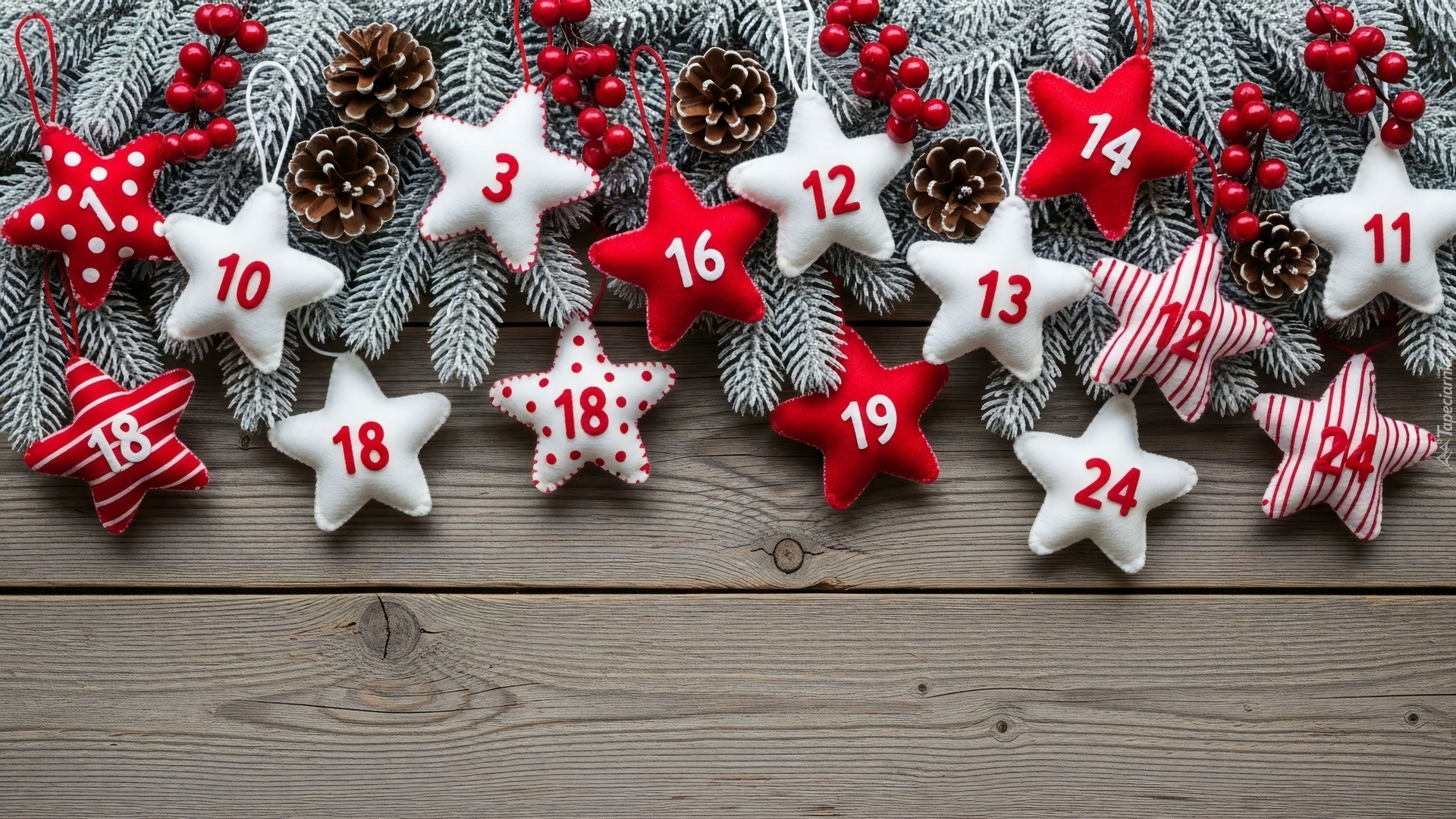 Gwiazdki, Gałązki, Szyszki, Jagody, Deski, Kompozycja, Adwentowa, Świąteczne